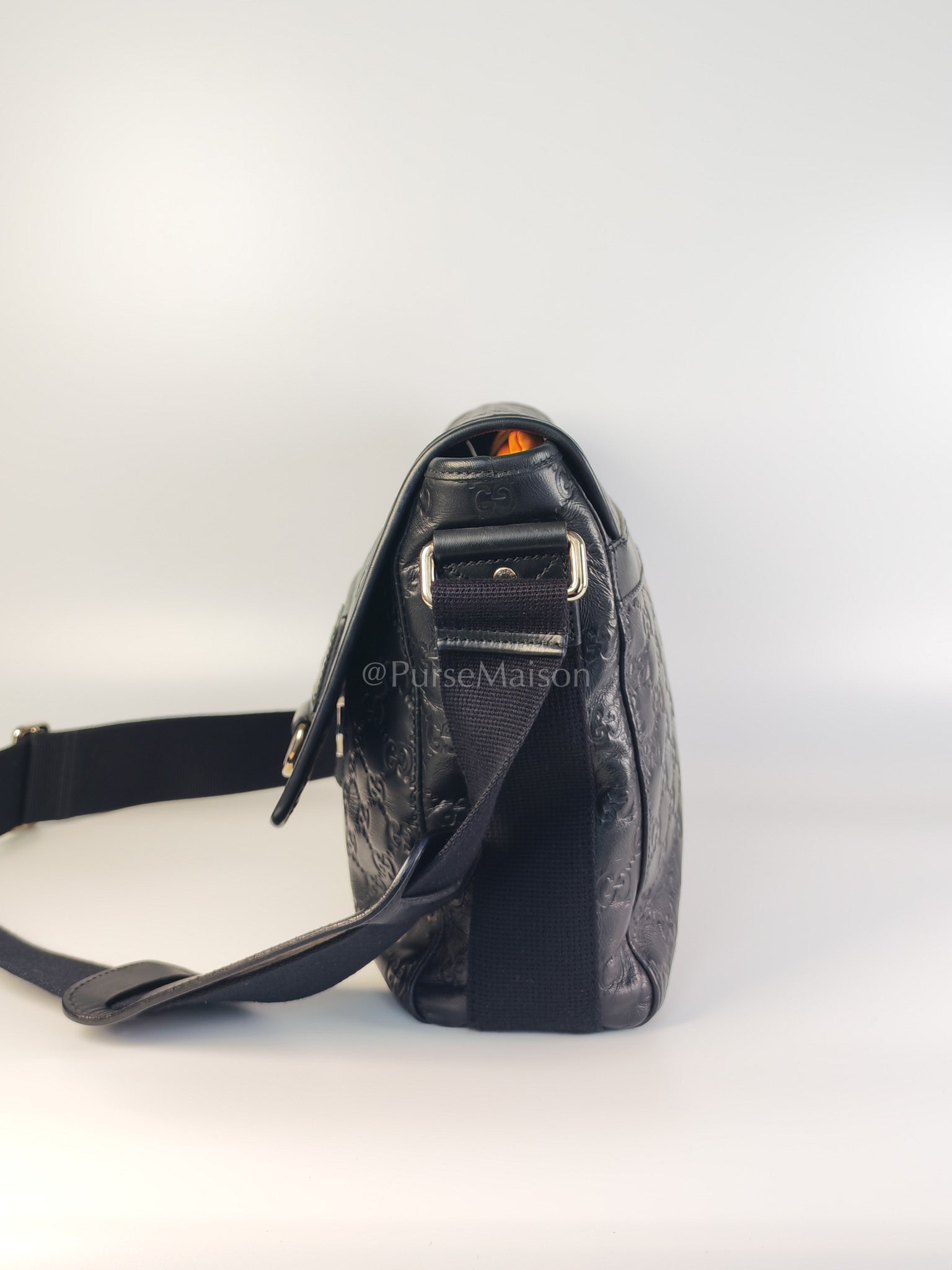 Guccissima Soft Rubber Black Large Messenger Bag | Purse Maison Luxury Bags Shop