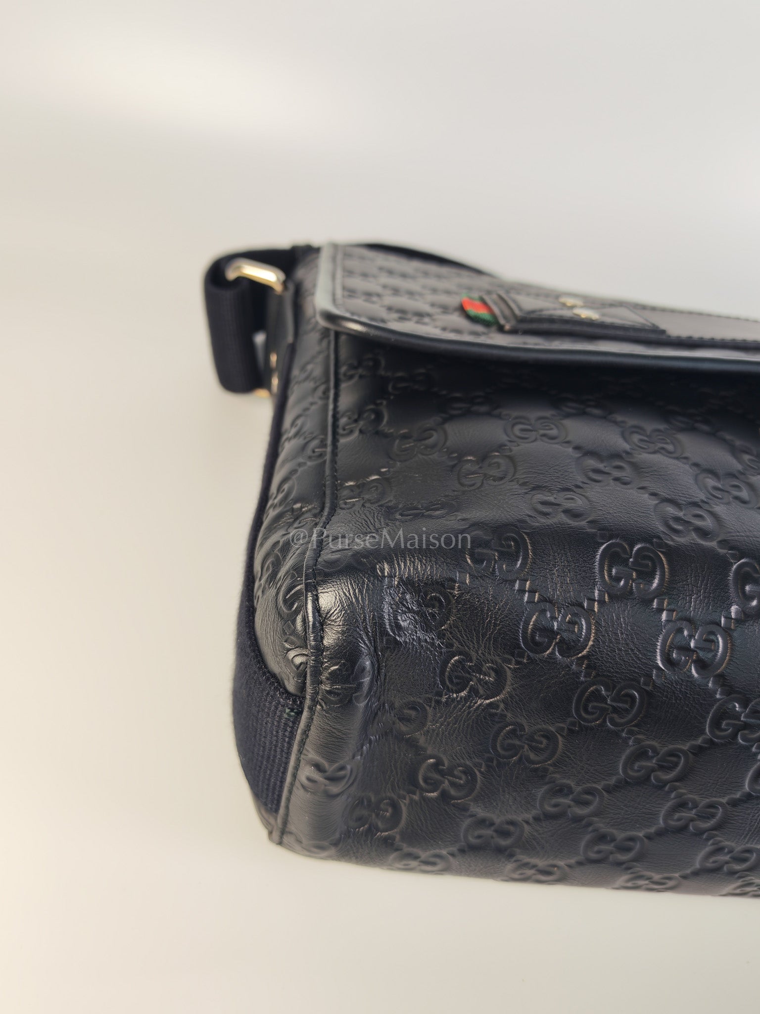 Guccissima Soft Rubber Black Large Messenger Bag | Purse Maison Luxury Bags Shop