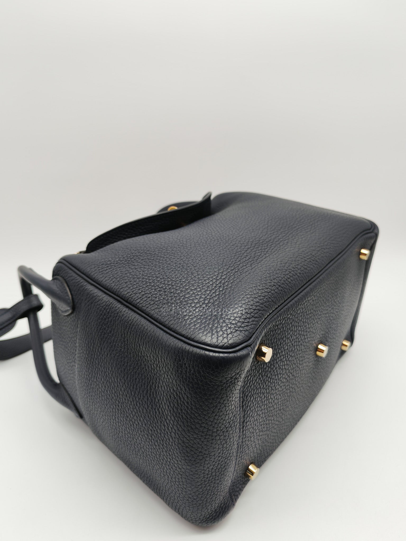 Lindy 30 in Blue Navy Clemence Leather & Gold Hardware Stamp X (2016)