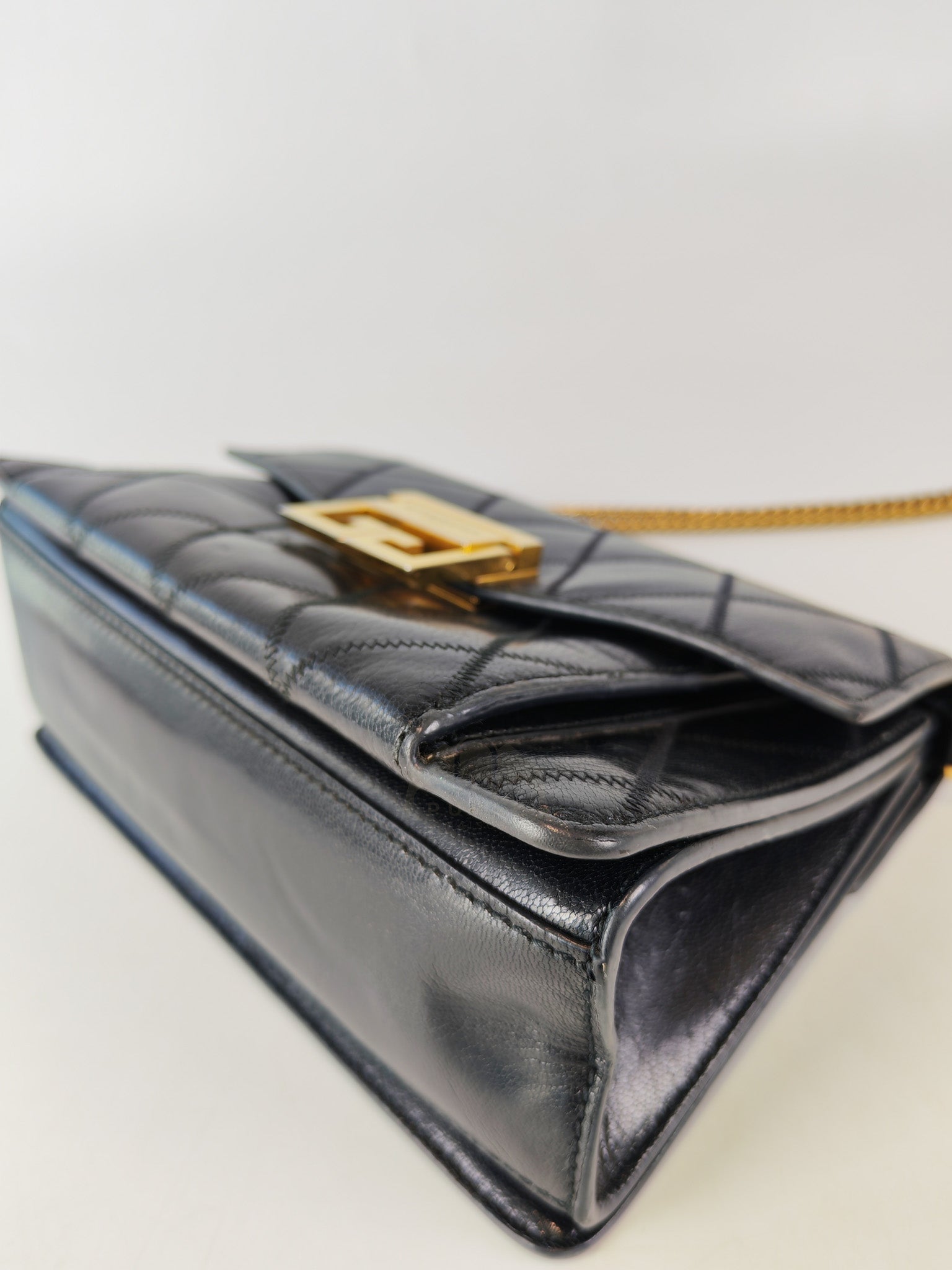 GV3 Small Shoulder Bag in Black Quilted Caviar Goatskin Leather Gold Hardware | Purse Maison Luxury Bags Shop