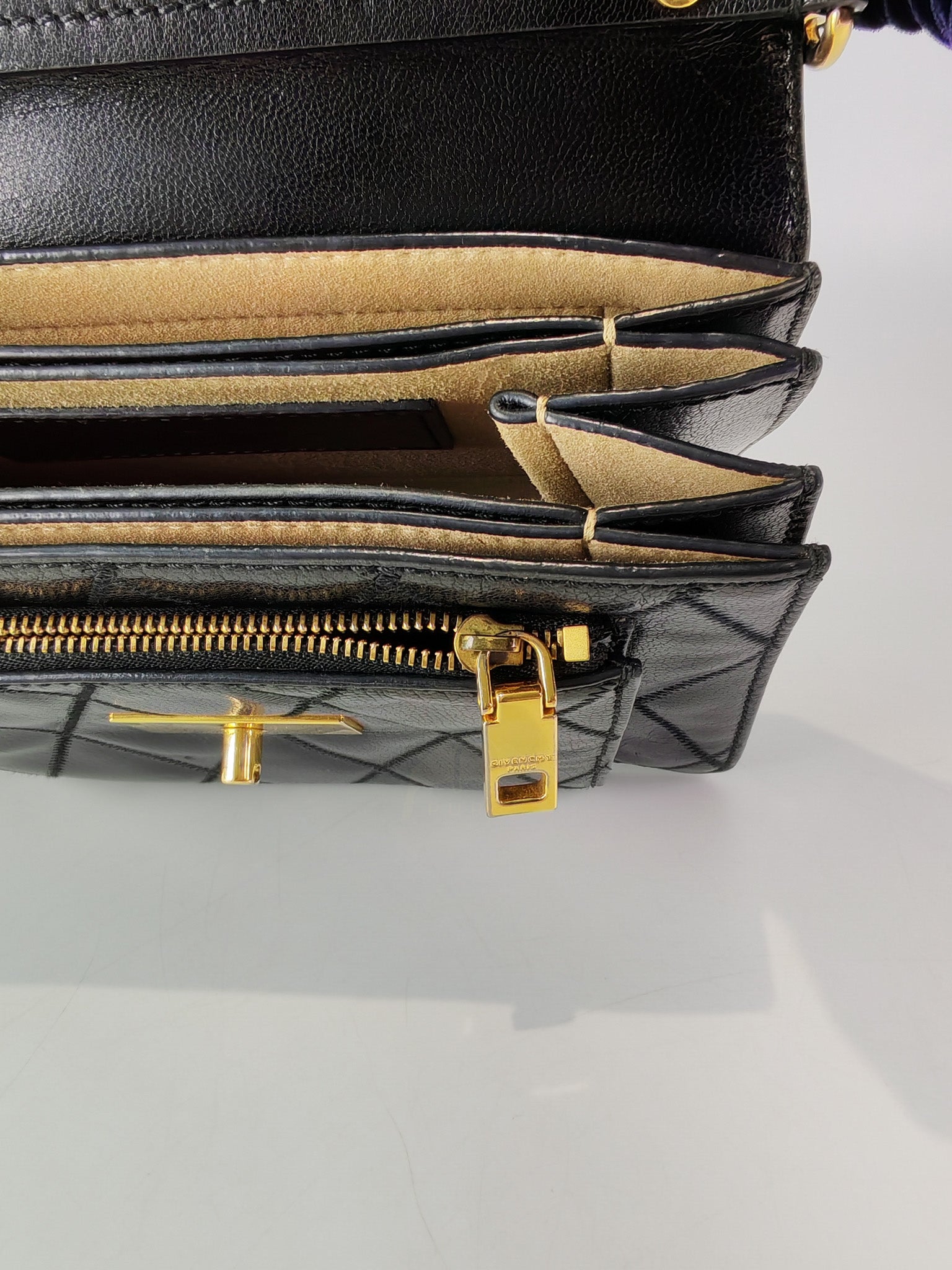 GV3 Small Shoulder Bag in Black Quilted Caviar Goatskin Leather Gold Hardware | Purse Maison Luxury Bags Shop