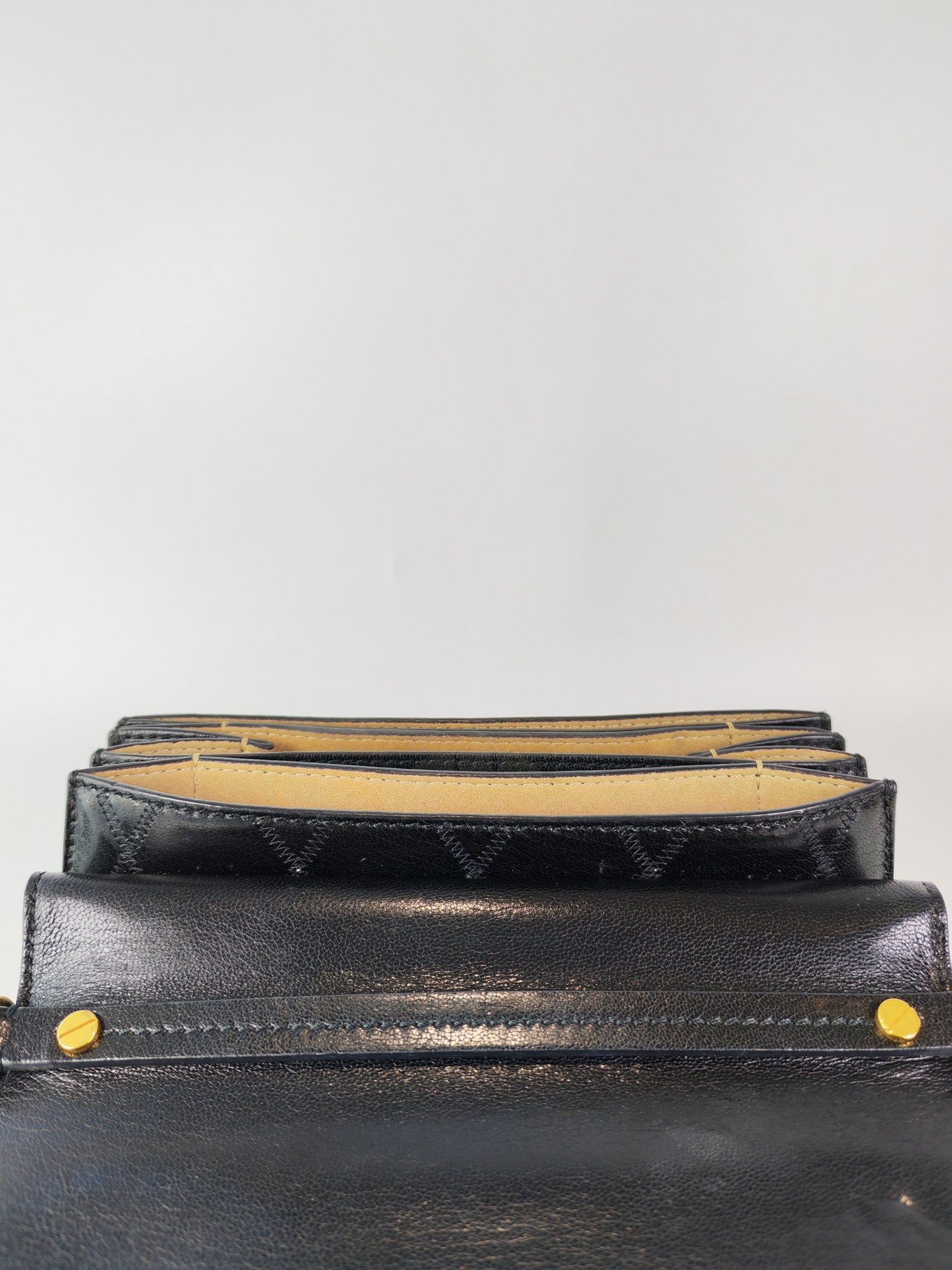 GV3 Small Shoulder Bag in Black Quilted Caviar Goatskin Leather Gold Hardware | Purse Maison Luxury Bags Shop