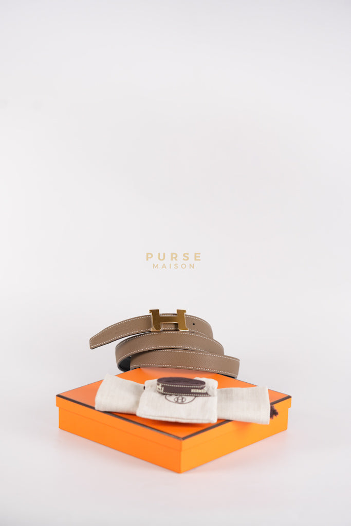 H Buckle Belt Reversible in Etoupe/Black 95 Stamp K (2025) | Purse Maison Luxury Bags Shop