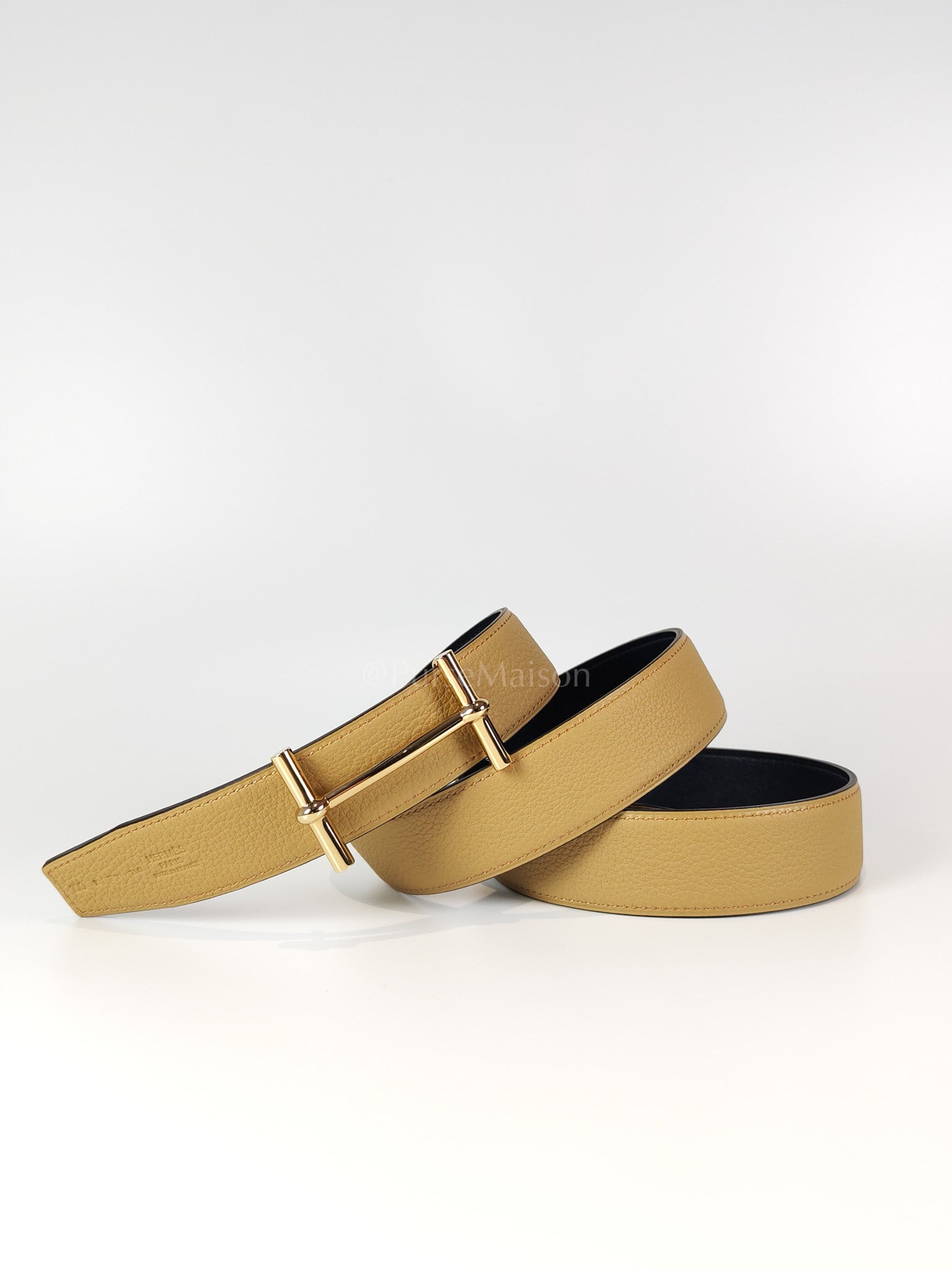 H d'Andre Reversible Belt in Beige Togo and Permabrass Hardware Stamp K(2025) | Purse Maison Luxury Bags Shop