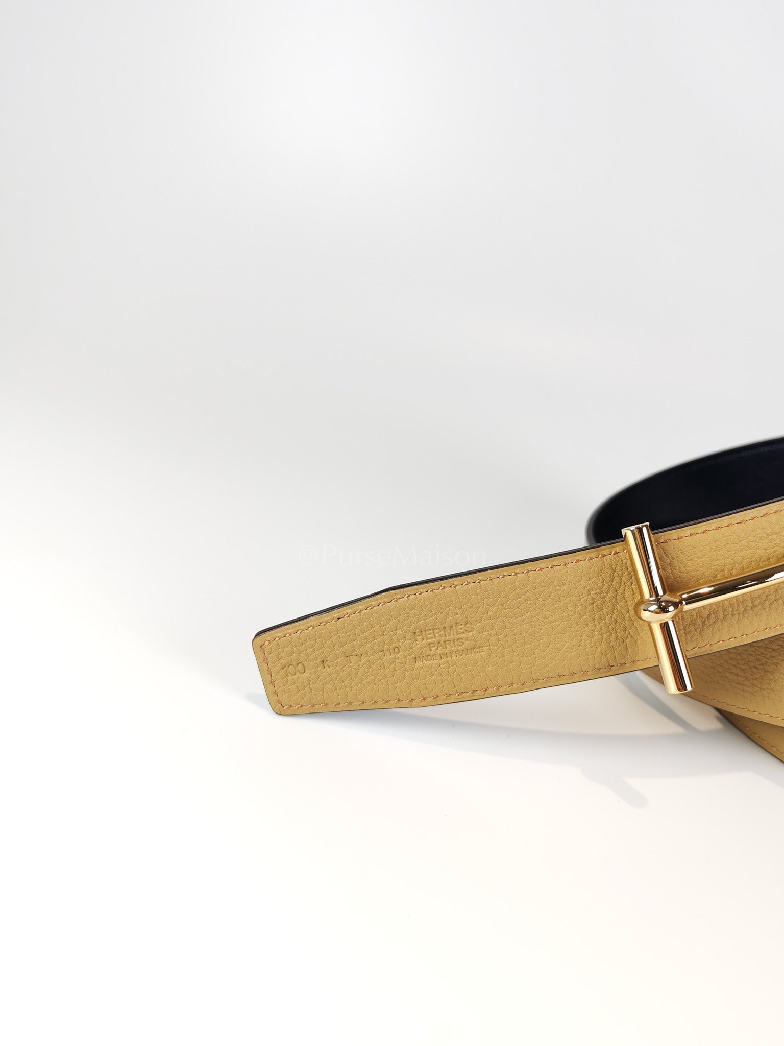 H d'Andre Reversible Belt in Beige Togo and Permabrass Hardware Stamp K(2025) | Purse Maison Luxury Bags Shop