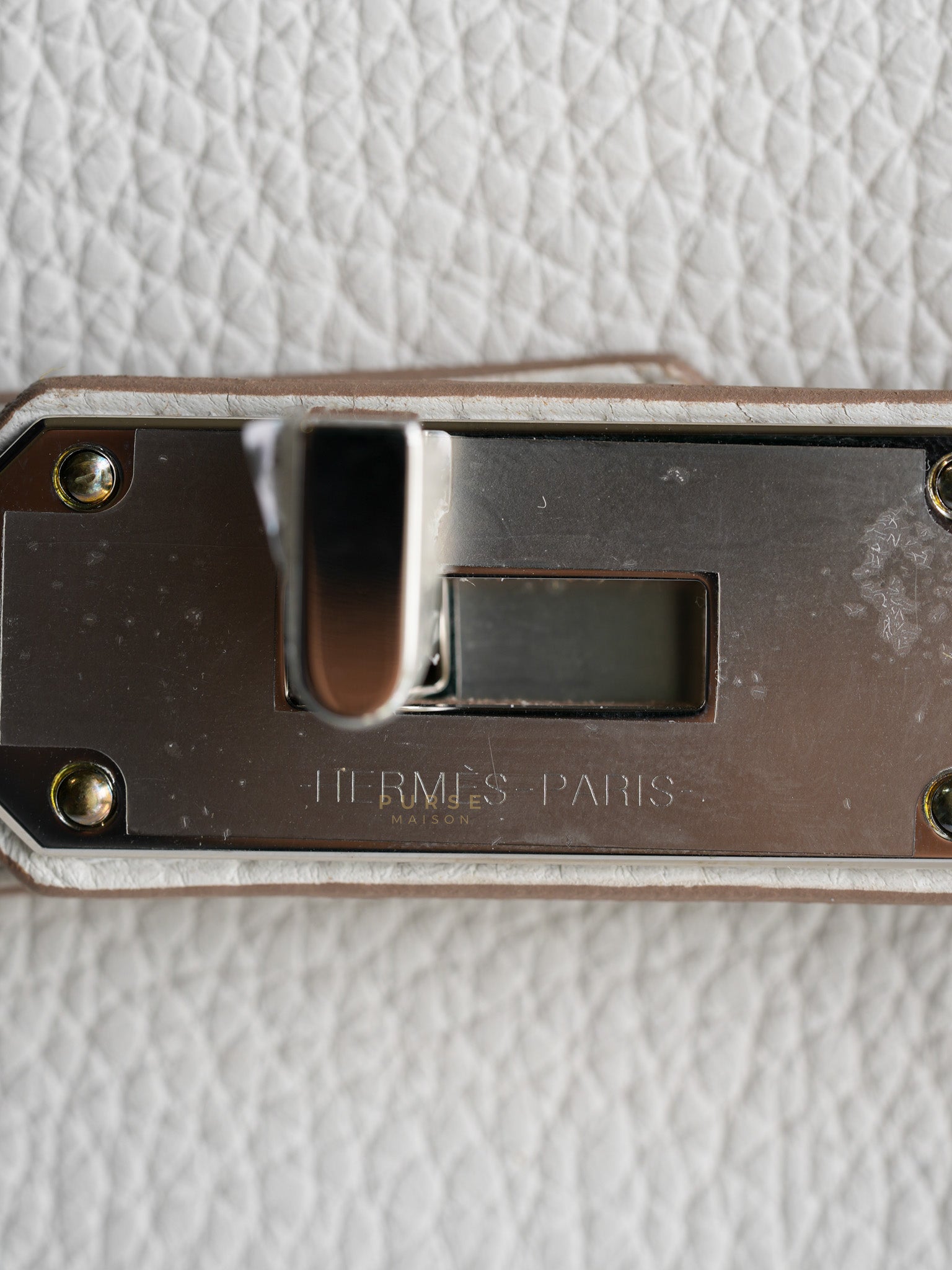 Hac A Dos PM Veau Togo Gris Pale Palladium Hardware Stamp B (2023) | Purse Maison Luxury Bags Shop