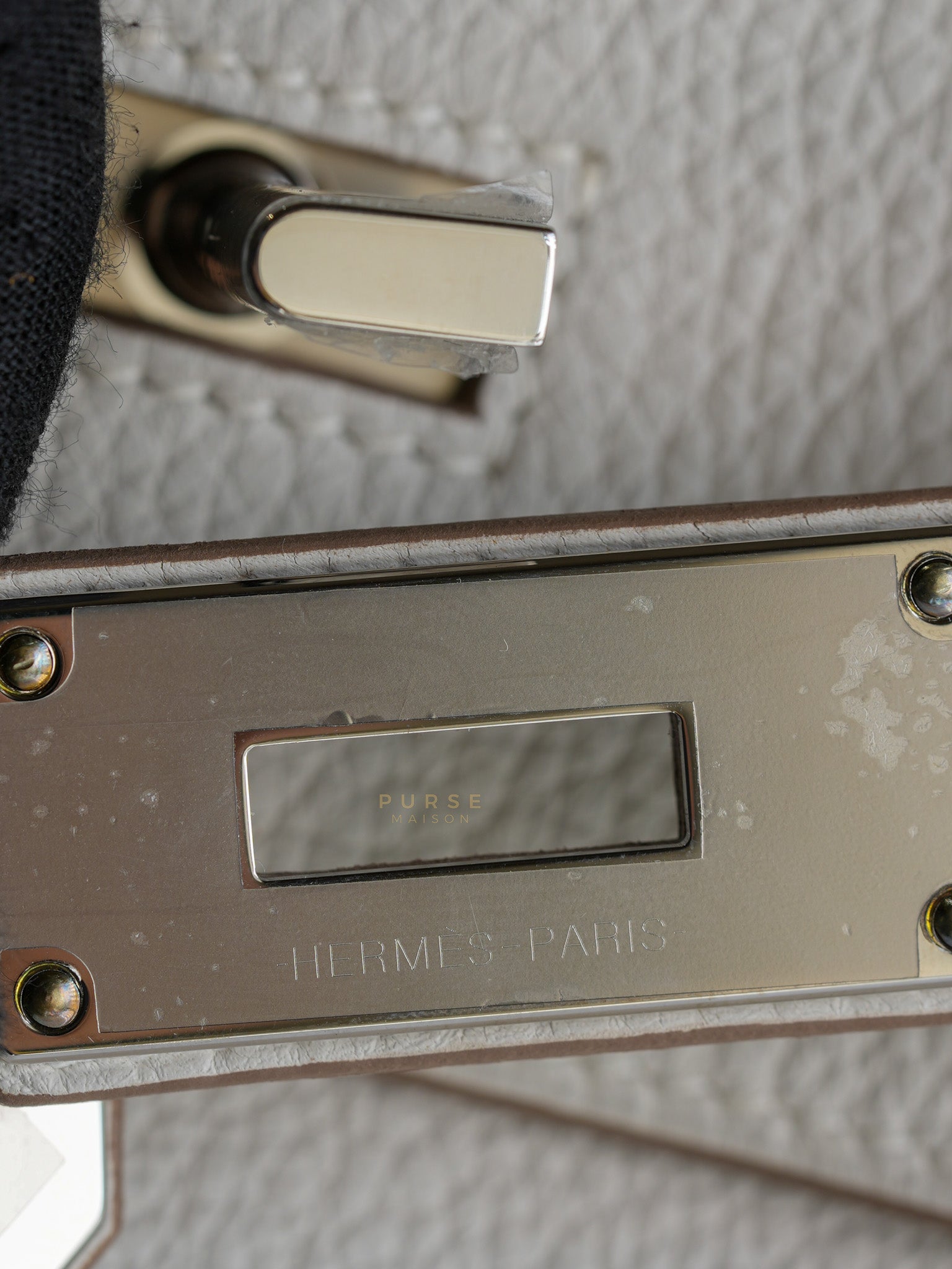 Hac A Dos PM Veau Togo Gris Pale Palladium Hardware Stamp B (2023) | Purse Maison Luxury Bags Shop