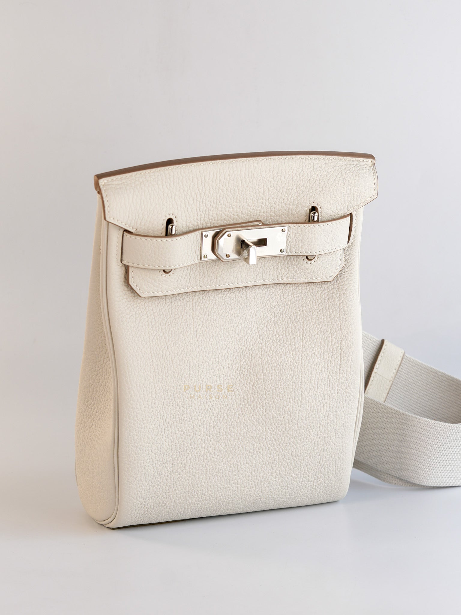 Hac A Dos PM Veau Togo Gris Pale Palladium Hardware Stamp B (2023) | Purse Maison Luxury Bags Shop