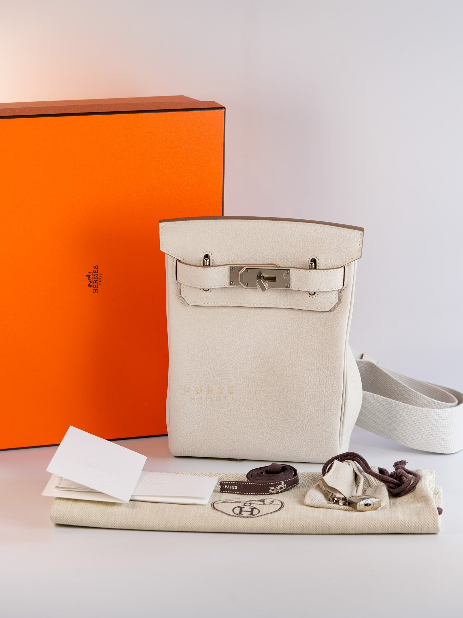 Hac A Dos PM Veau Togo Gris Pale Palladium Hardware Stamp B (2023) | Purse Maison Luxury Bags Shop