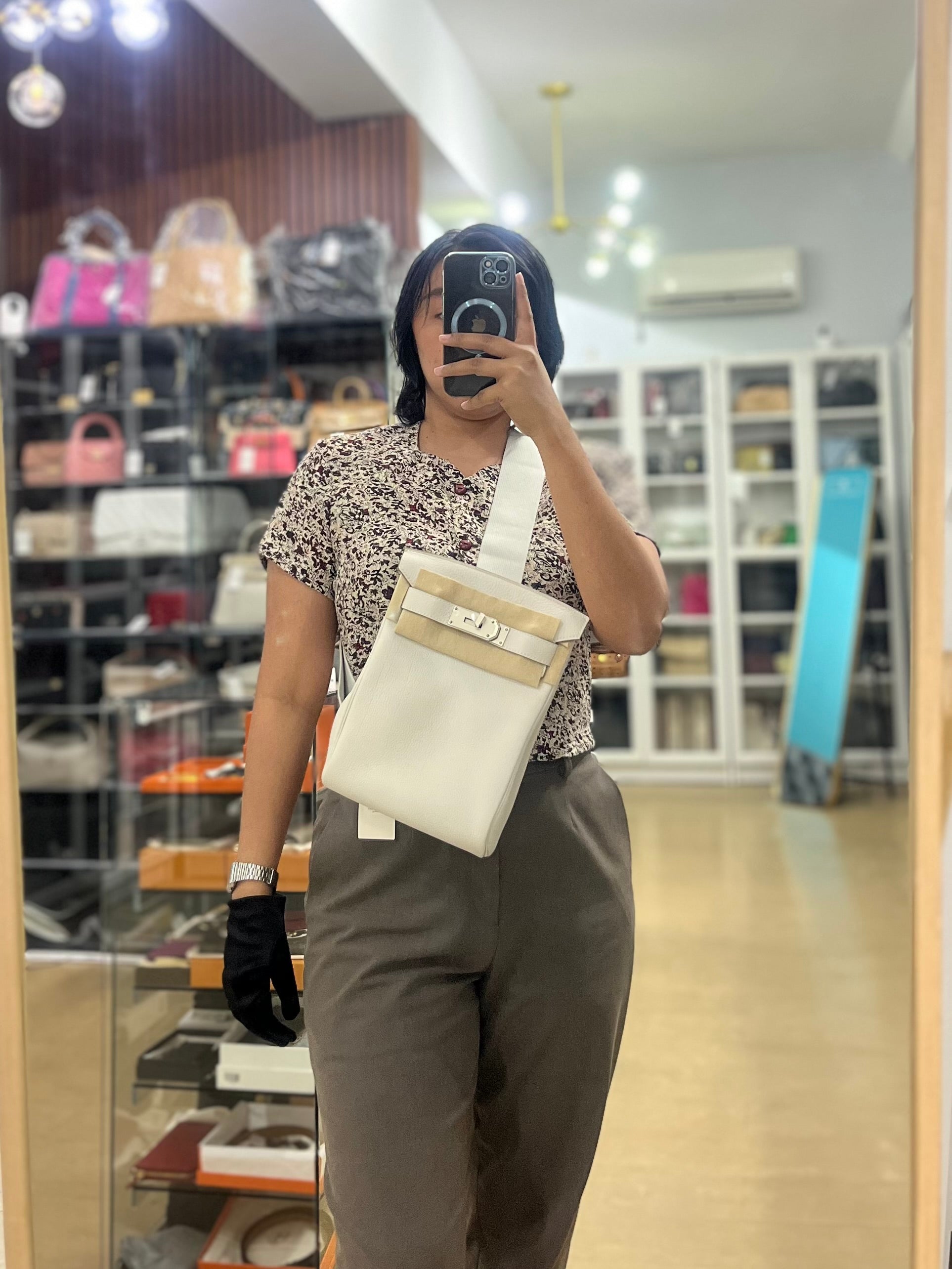 Hac A Dos PM Veau Togo Gris Pale Palladium Hardware Stamp B (2023) | Purse Maison Luxury Bags Shop