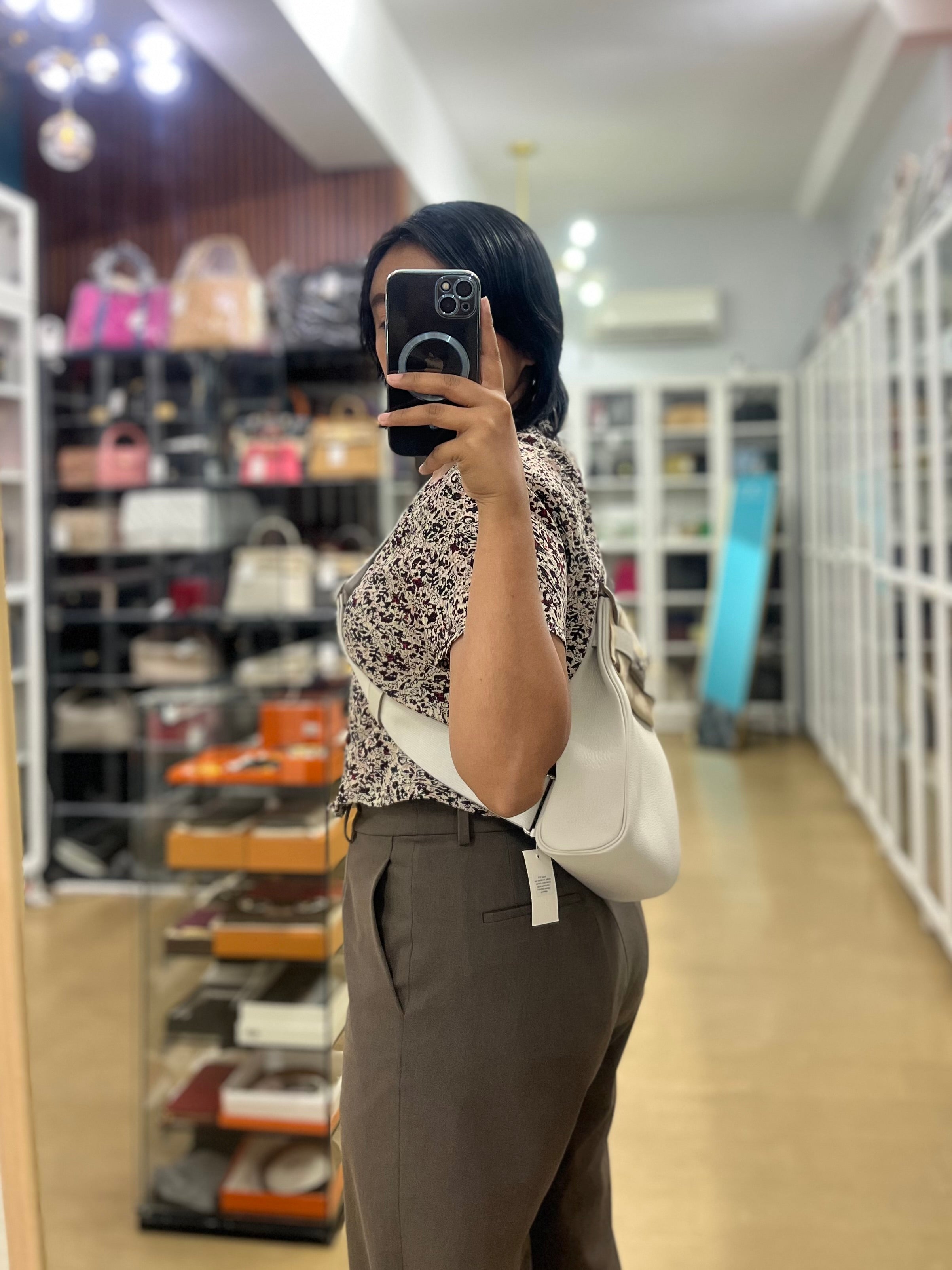 Hac A Dos PM Veau Togo Gris Pale Palladium Hardware Stamp B (2023) | Purse Maison Luxury Bags Shop