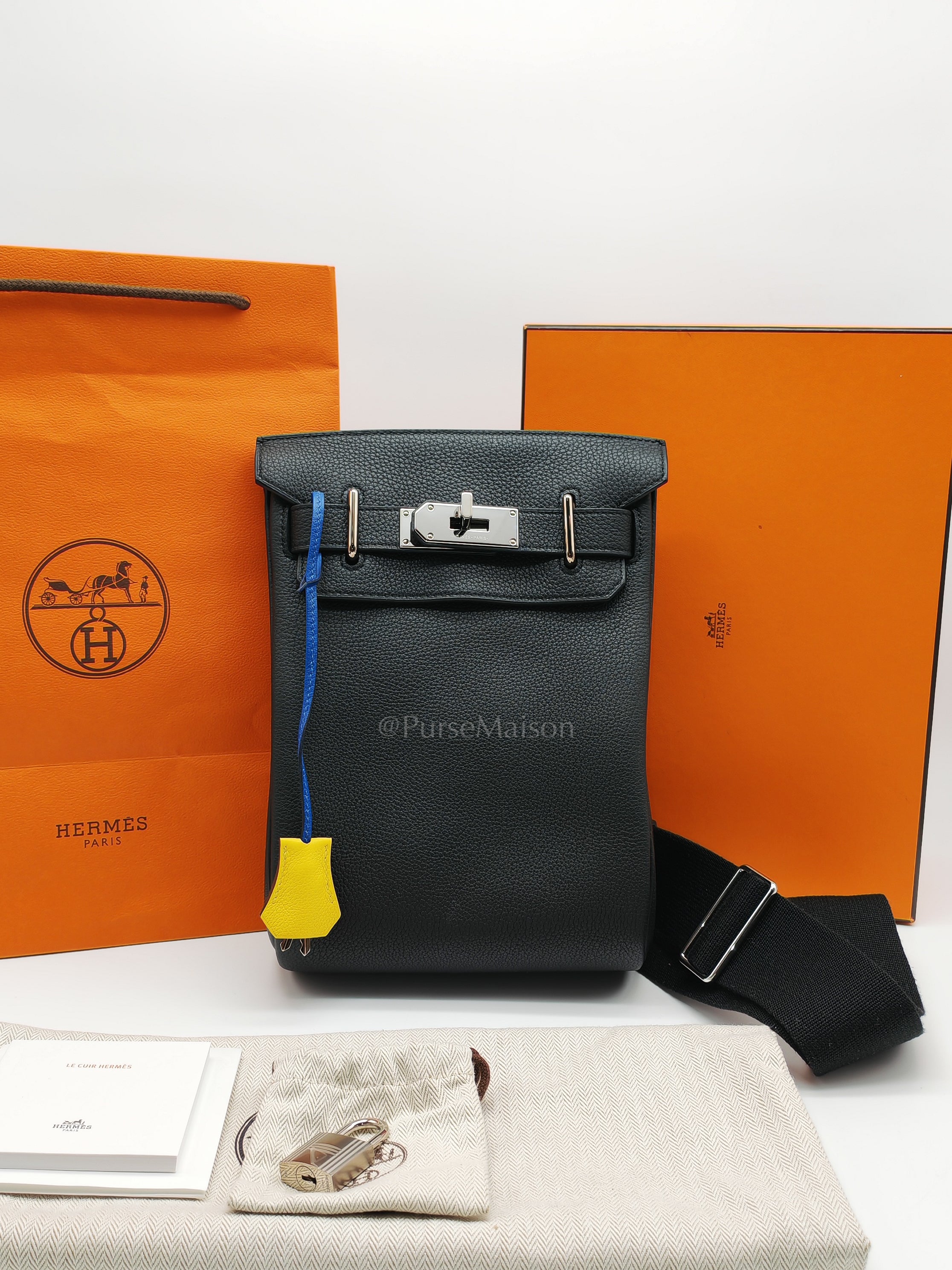 Hac A Dos Tri-color Black/Bleu de France/Jaune de Naples Togo Leather Palladium Hardware Stamp U(2022) | Purse Maison Luxury Bags Shop