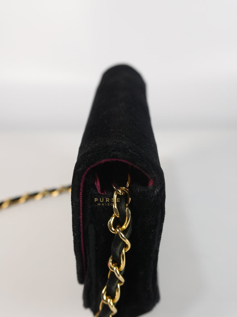 Half Moon Coco Mark Shoulder Bag Small in Black Velvet Suede Leather Gold Hardware Series 20 | Purse Maison Luxury Bags Shop