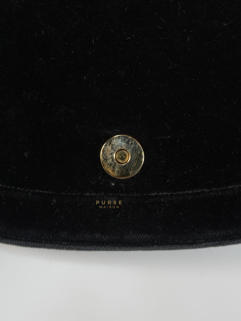 Half Moon Coco Mark Shoulder Bag Small in Black Velvet Suede Leather Gold Hardware Series 20 | Purse Maison Luxury Bags Shop