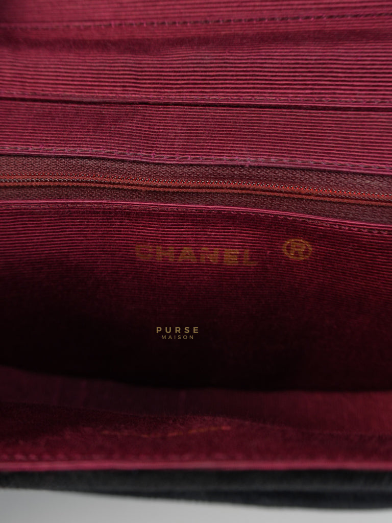 Half Moon Coco Mark Shoulder Bag Small in Black Velvet Suede Leather Gold Hardware Series 20 | Purse Maison Luxury Bags Shop