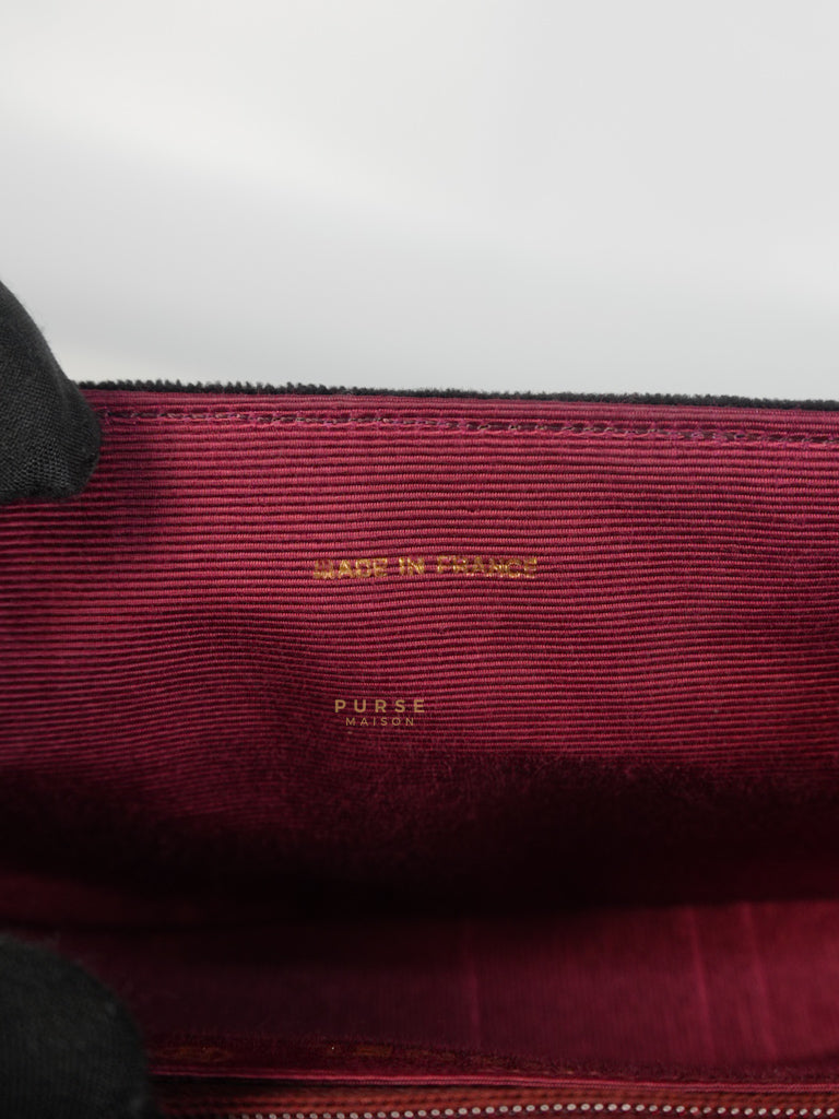 Half Moon Coco Mark Shoulder Bag Small in Black Velvet Suede Leather Gold Hardware Series 20 | Purse Maison Luxury Bags Shop