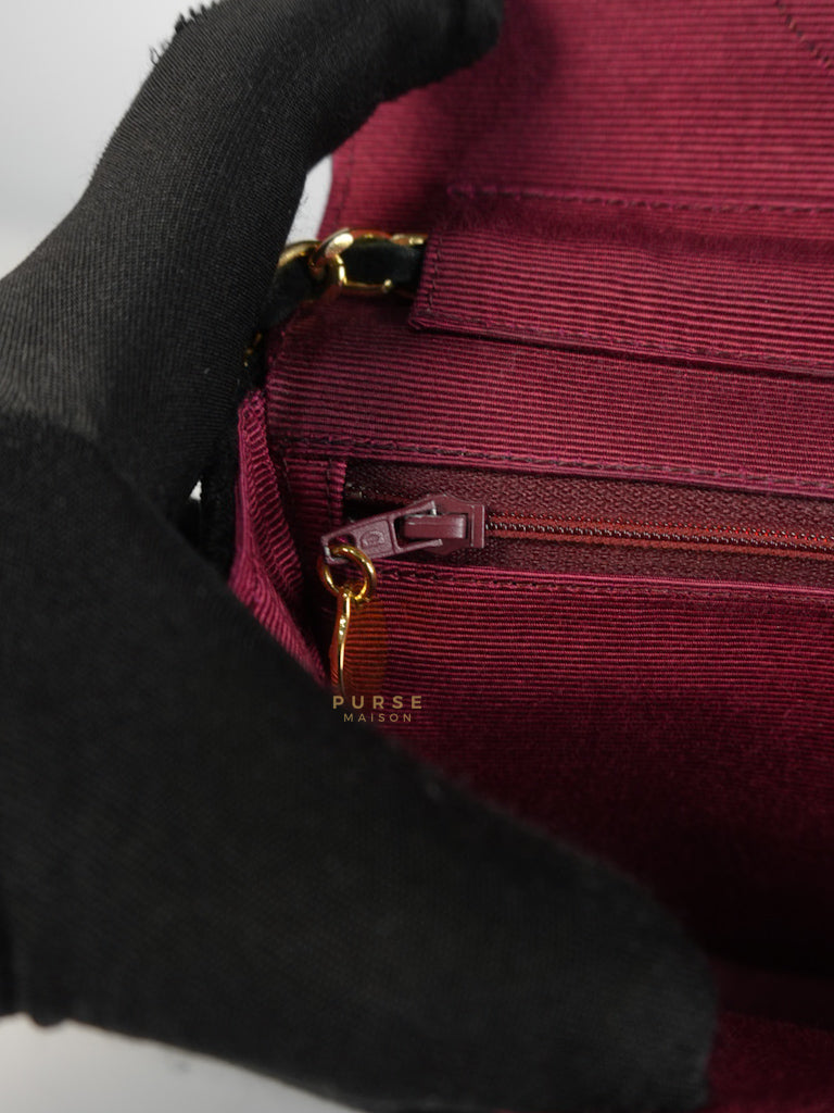 Half Moon Coco Mark Shoulder Bag Small in Black Velvet Suede Leather Gold Hardware Series 20 | Purse Maison Luxury Bags Shop