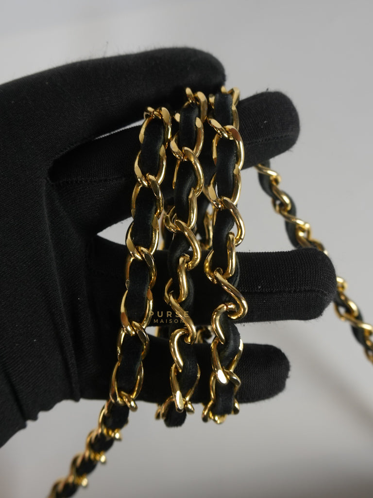 Half Moon Coco Mark Shoulder Bag Small in Black Velvet Suede Leather Gold Hardware Series 20 | Purse Maison Luxury Bags Shop