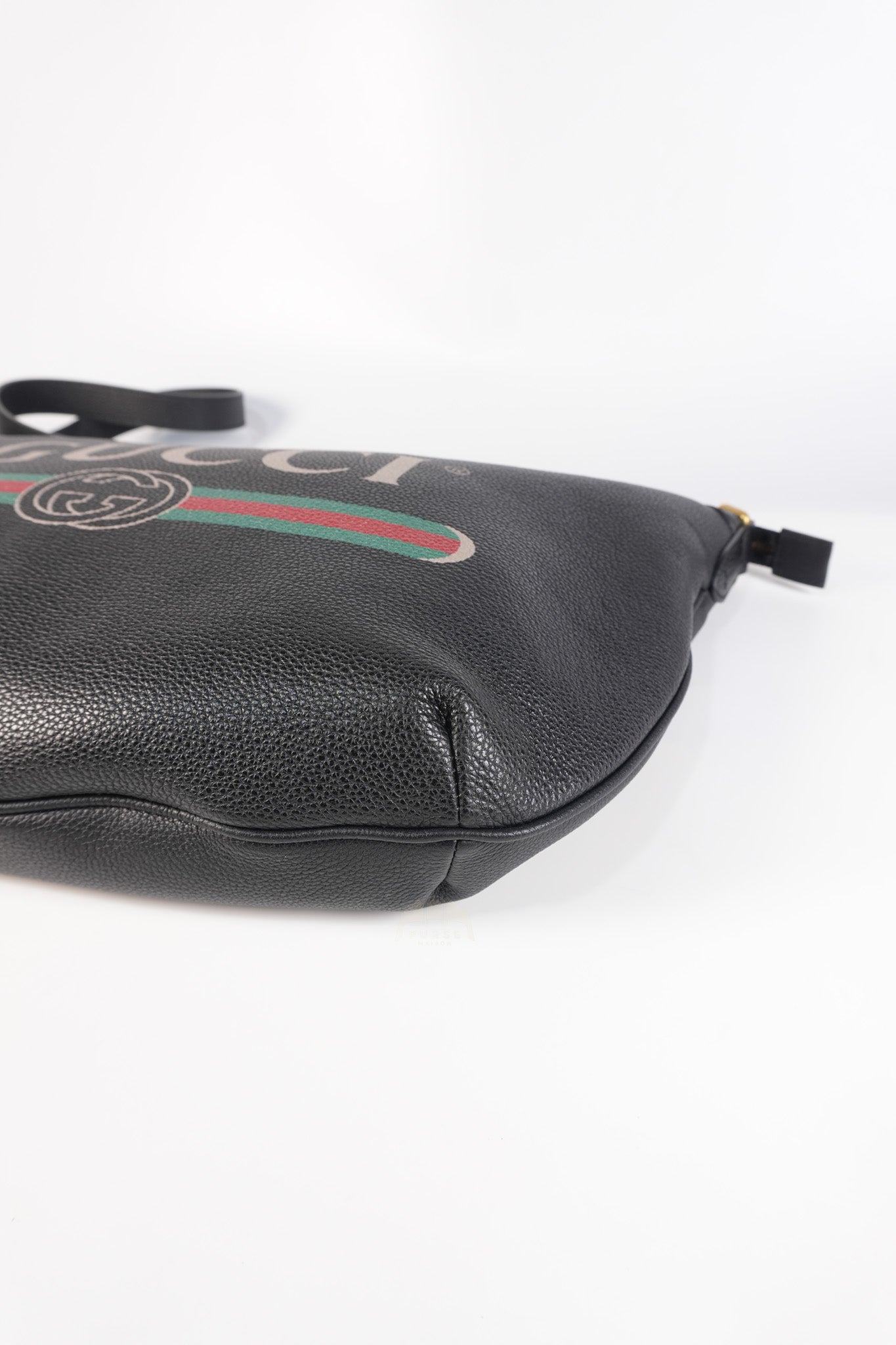 Half Moon Logo Hobo Shoulder Bag in Black Calfskin Leather | Purse Maison Luxury Bags Shop