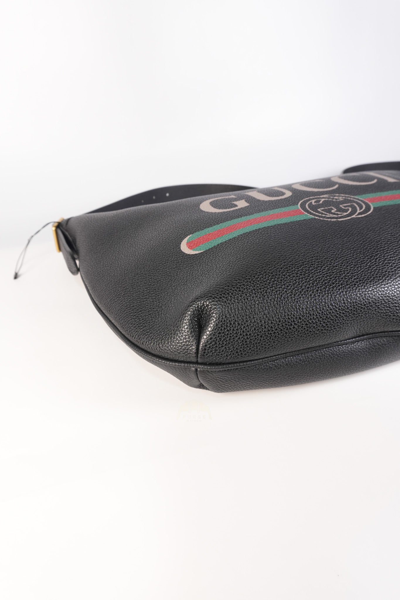 Half Moon Logo Hobo Shoulder Bag in Black Calfskin Leather | Purse Maison Luxury Bags Shop