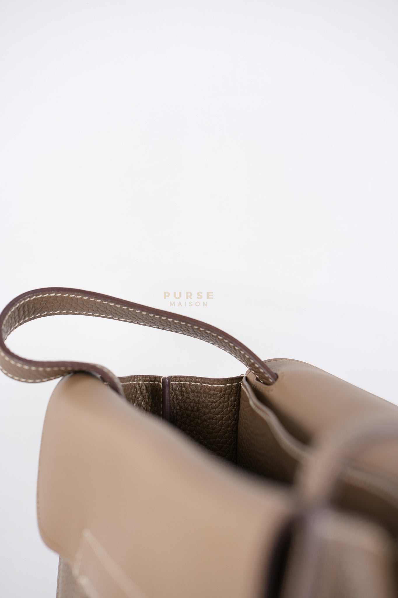 Halzan 31 in Etoupe Clemence Leather and Palladium Hardware Stamp C (2018) | Purse Maison Luxury Bags Shop