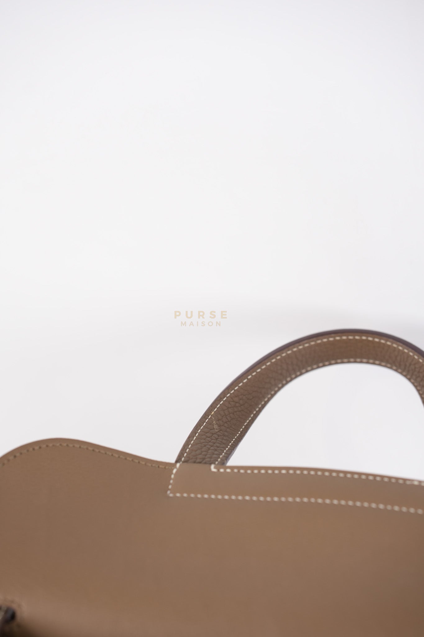 Halzan 31 in Etoupe Clemence Leather and Palladium Hardware Stamp C (2018) | Purse Maison Luxury Bags Shop