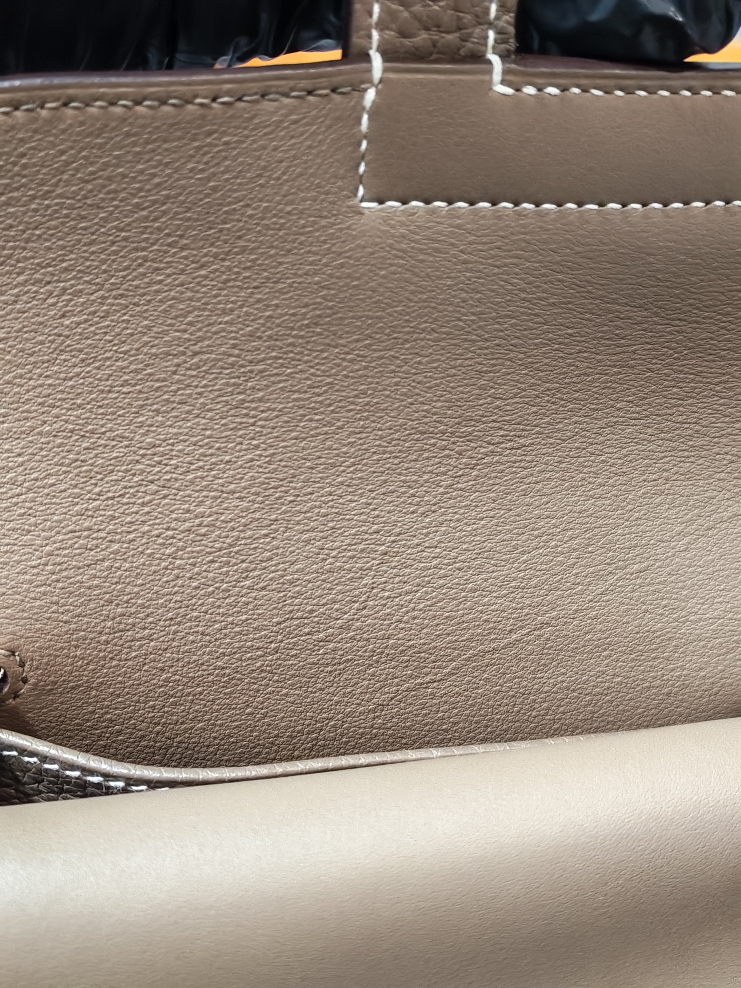 Halzan 31 in Etoupe Clemence Leather and Palladium Hardware Stamp C (2018) | Purse Maison Luxury Bags Shop