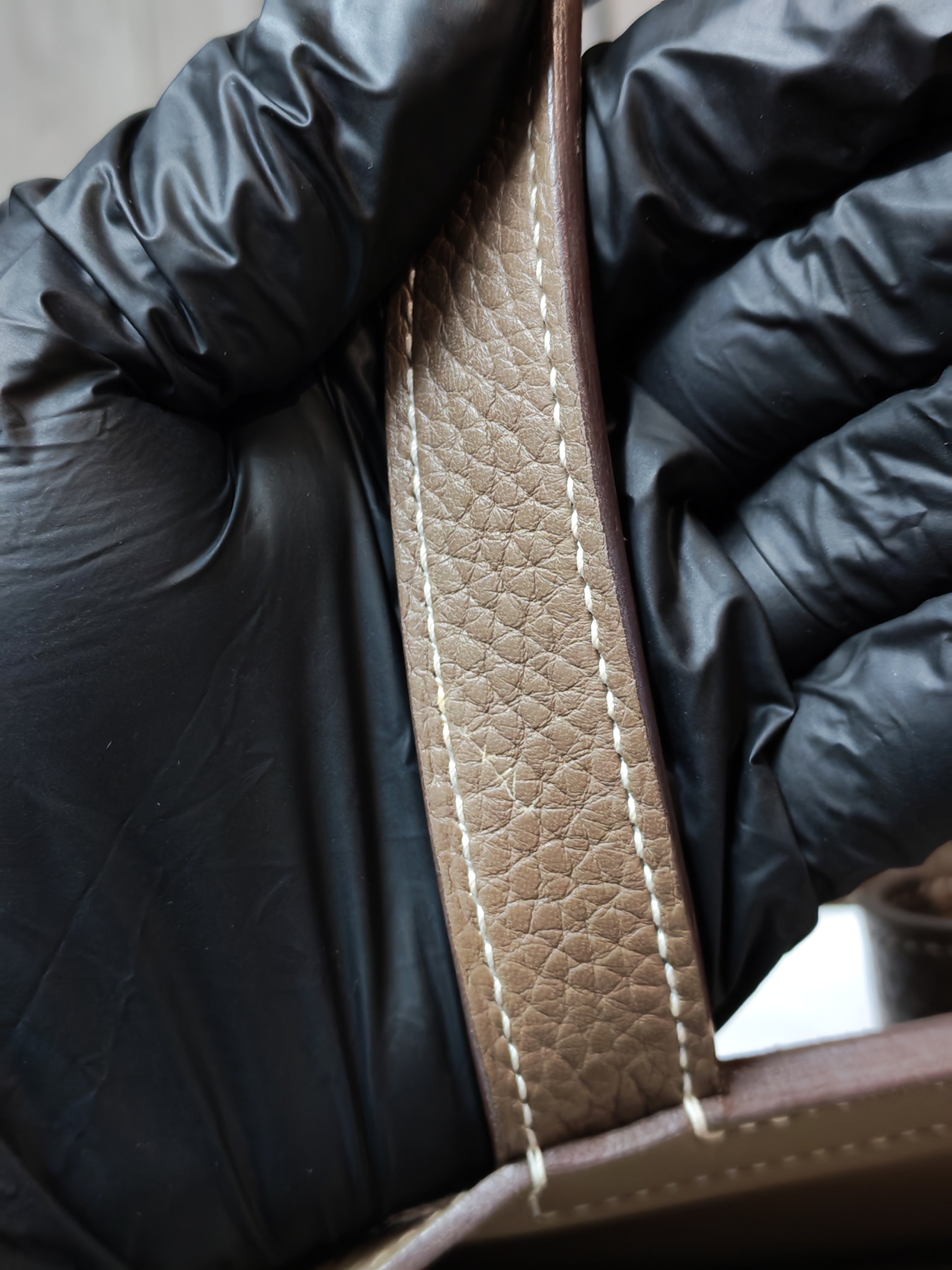 Halzan 31 in Etoupe Clemence Leather and Palladium Hardware Stamp C (2018) | Purse Maison Luxury Bags Shop