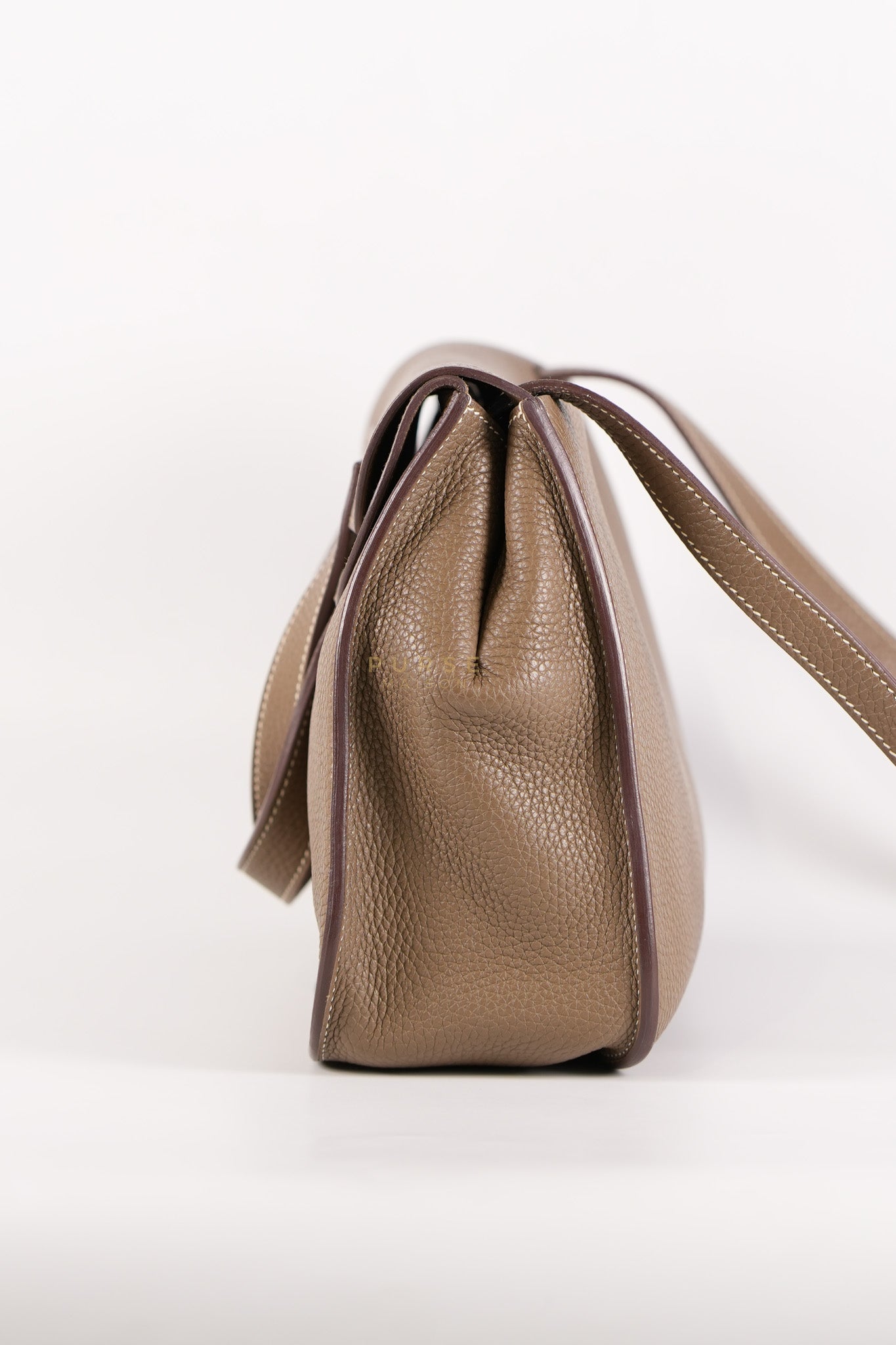 Halzan 31 in Etoupe Clemence Leather and Palladium Hardware Stamp C (2018) | Purse Maison Luxury Bags Shop