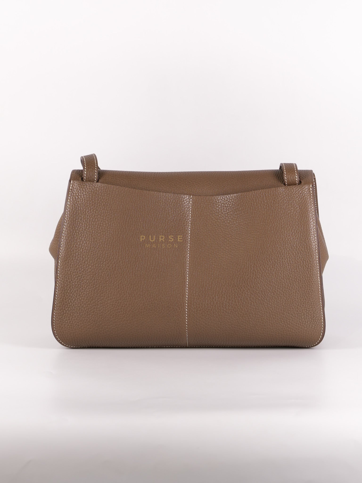 Halzan 31 in Etoupe Clemence Leather and Palladium Hardware Stamp C (2018) | Purse Maison Luxury Bags Shop