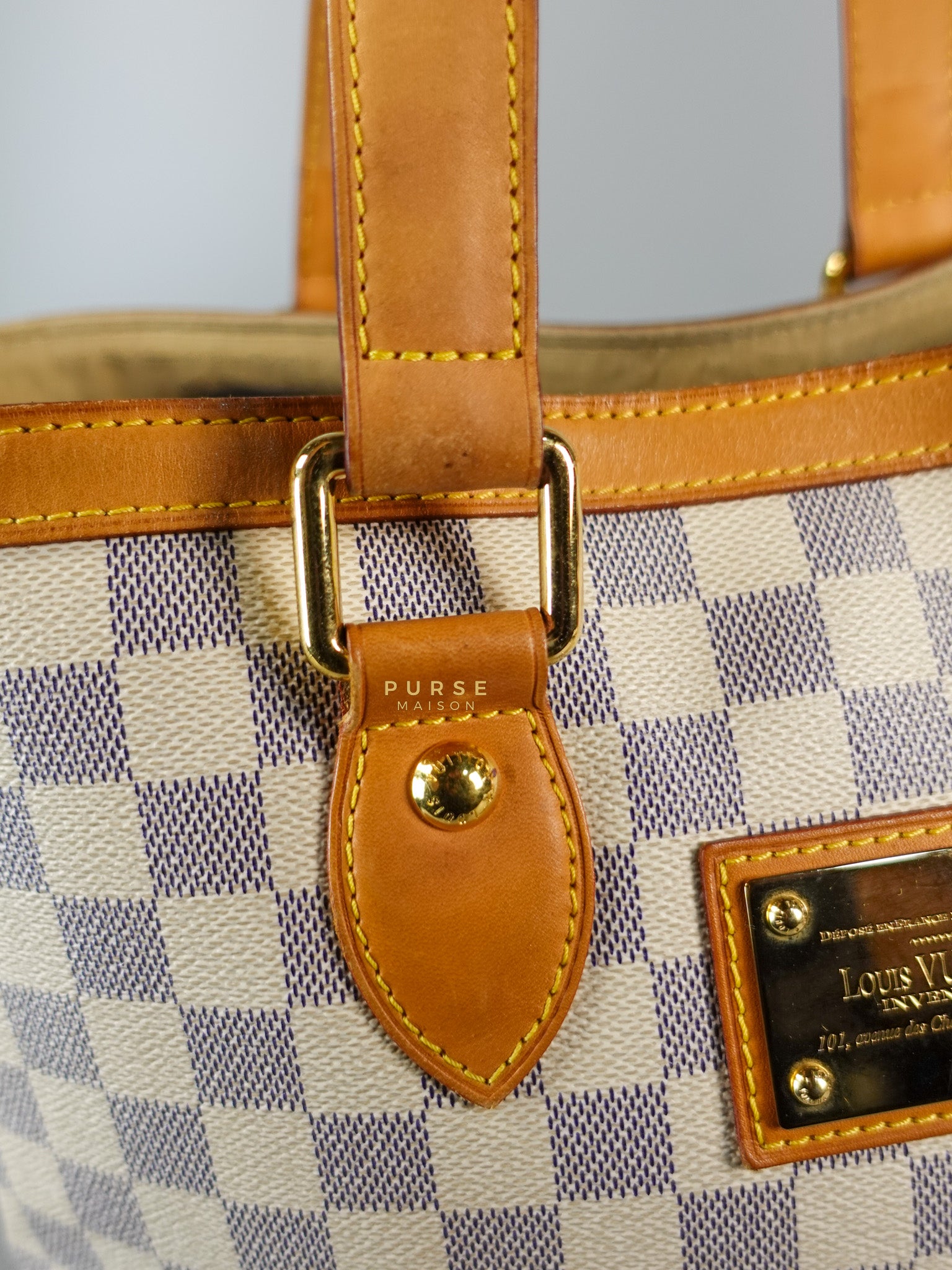 Hampstead MM in Damier Azur Canvas (No Date Code) | Purse Maison Luxury Bags Shop