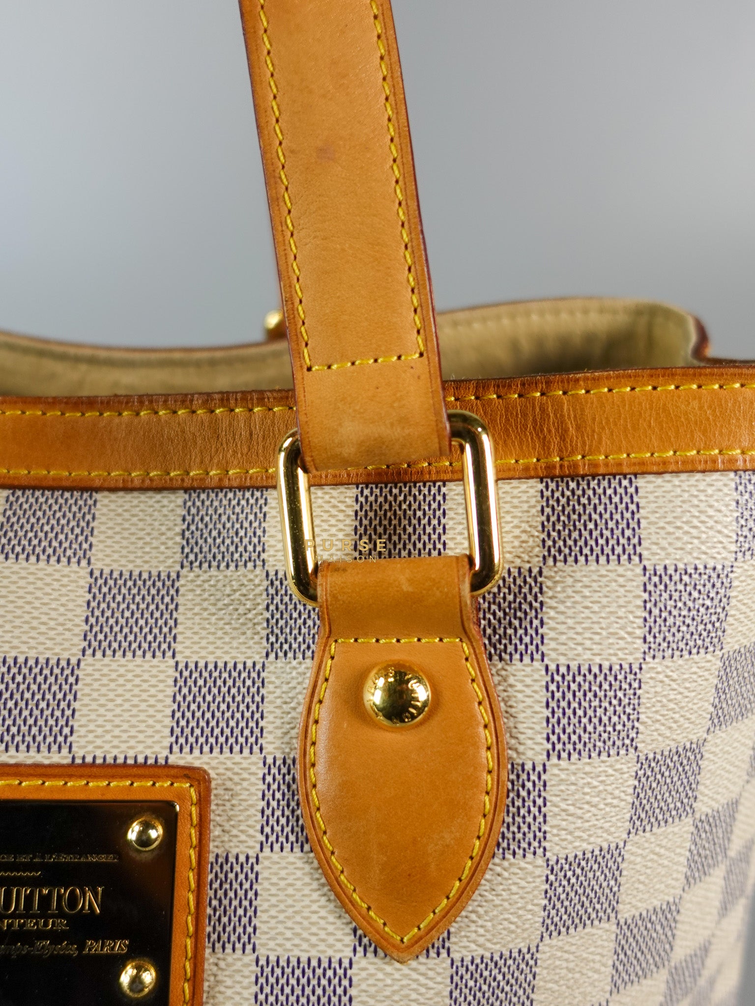 Hampstead MM in Damier Azur Canvas (No Date Code) | Purse Maison Luxury Bags Shop