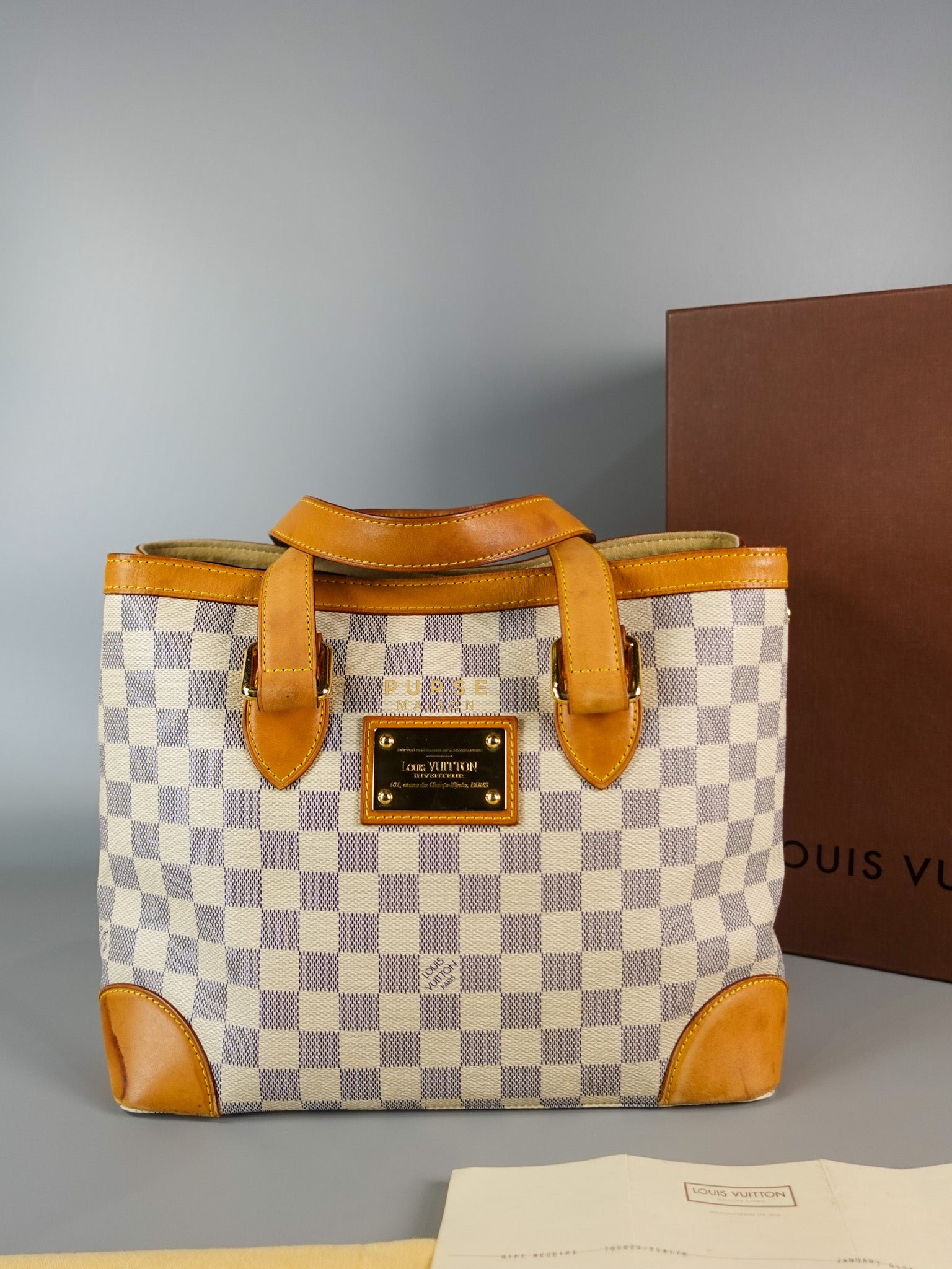 Hampstead MM in Damier Azur Canvas (No Date Code) | Purse Maison Luxury Bags Shop