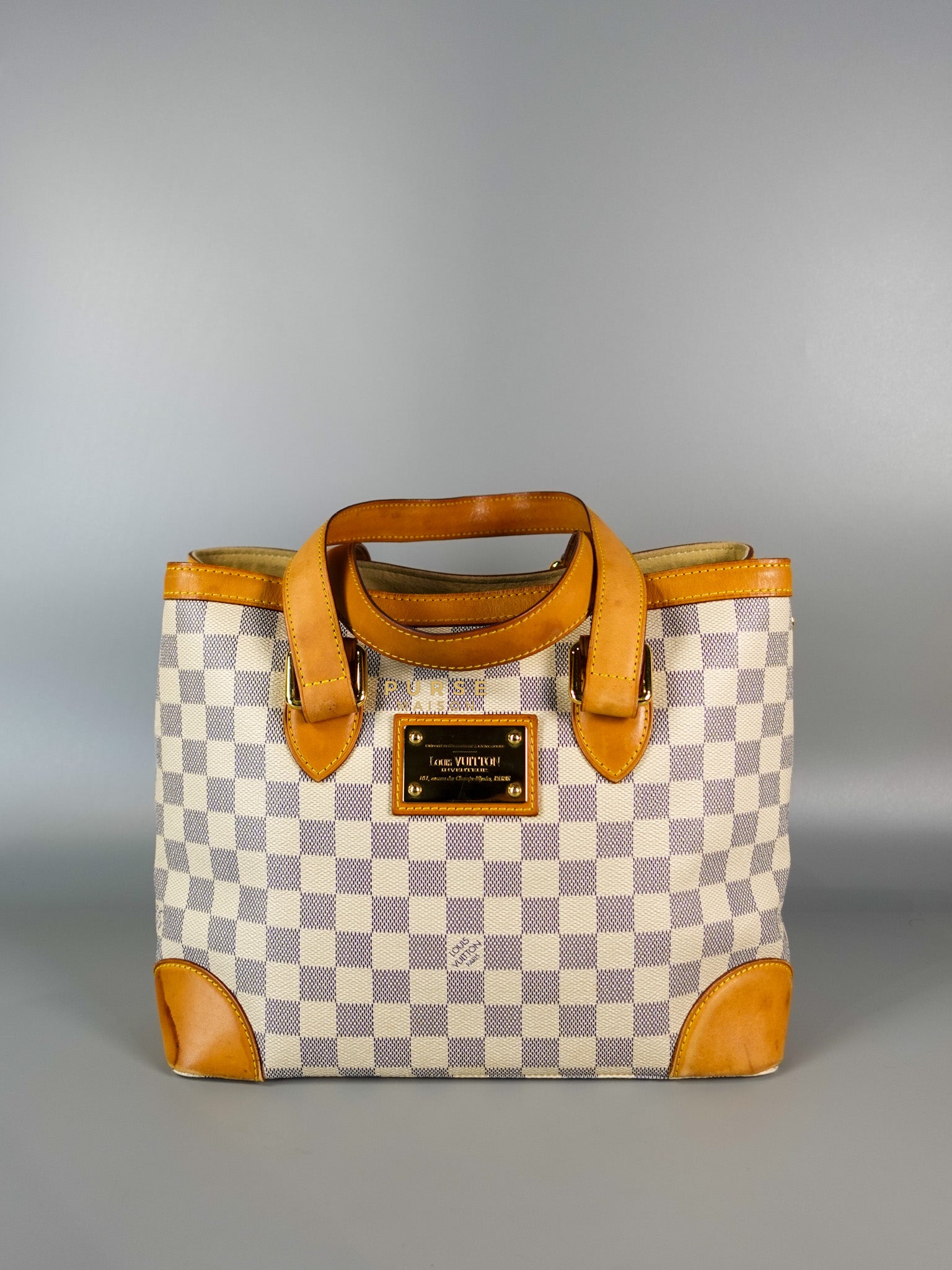Hampstead MM in Damier Azur Canvas (No Date Code) | Purse Maison Luxury Bags Shop