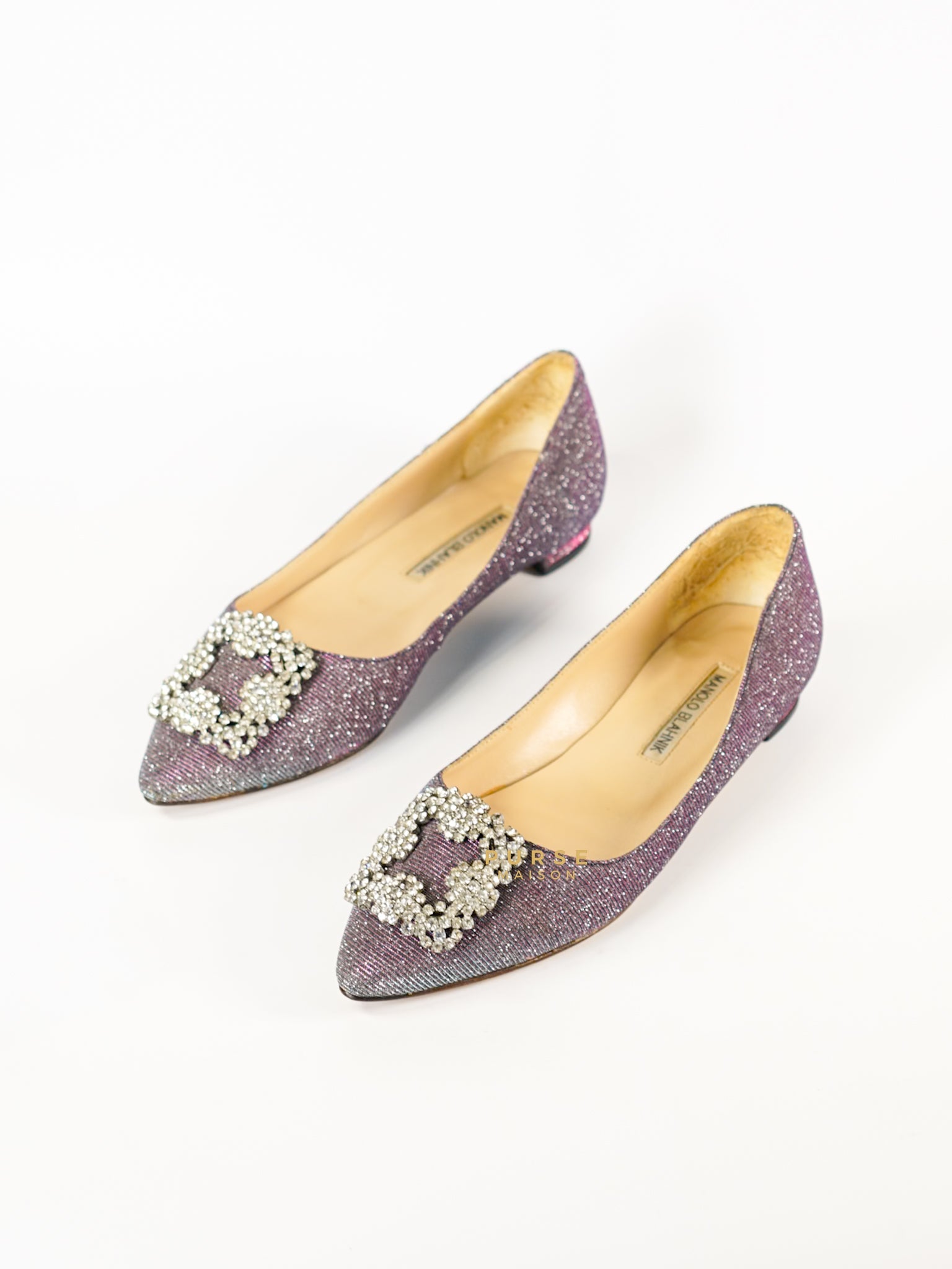 Hangisi Purple/Silver Glitter Fabric Sandals Size 38 (25cm) | Purse Maison Luxury Bags Shop