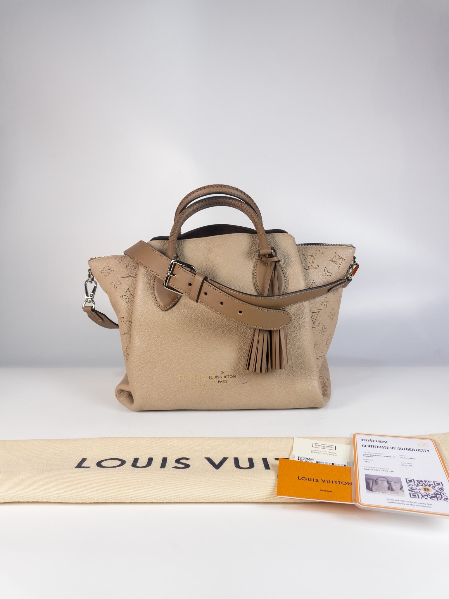 Haumea Shoulder Bag in Galet Mahina Leather (Date code: AH3188) | Purse Maison Luxury Bags Shop