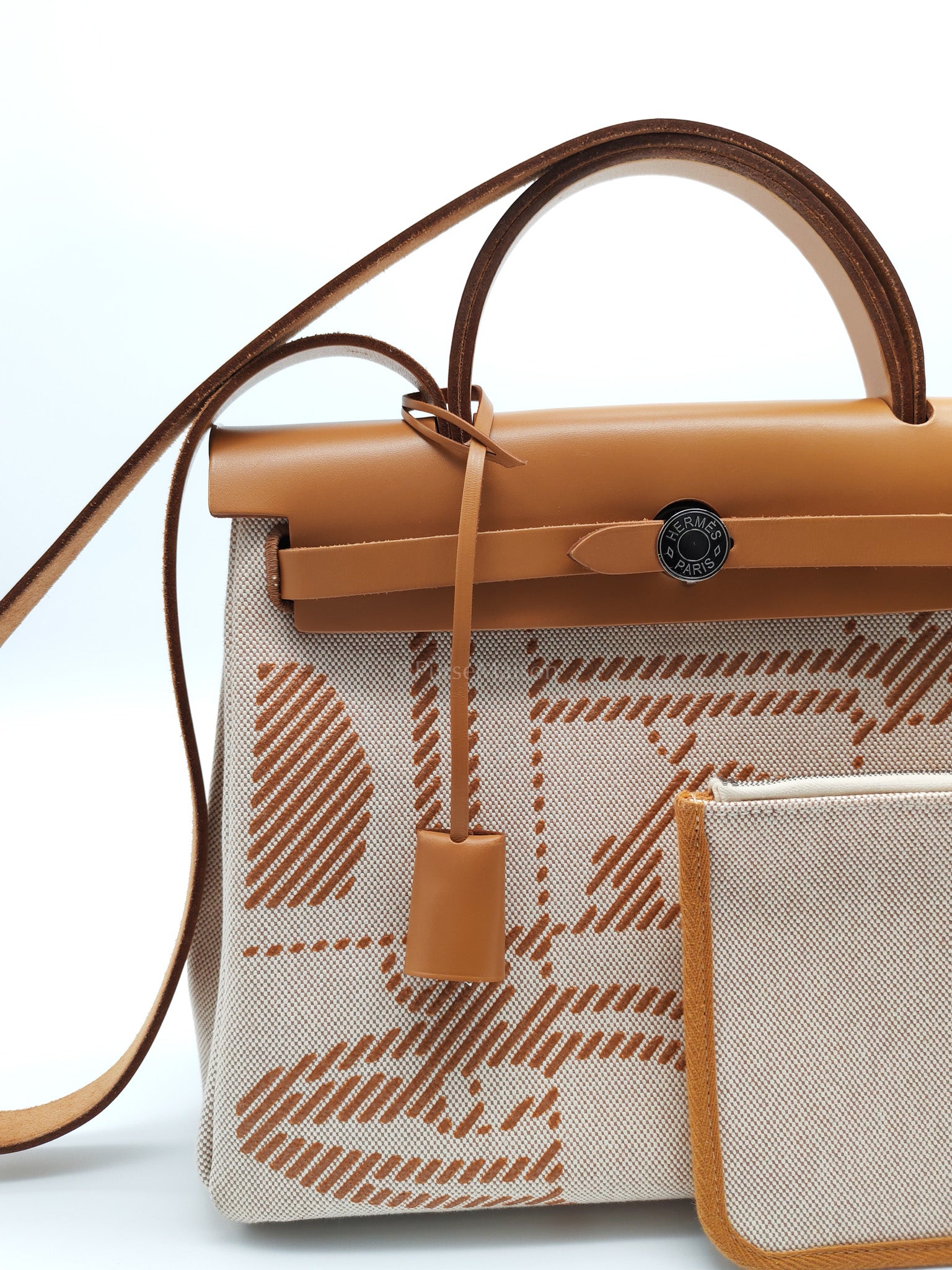 Herbag 31 Brides de Gala Toile Hunter / Natural Sable and Palladium Hardware Stamp Z (2021) | Purse Maison Luxury Bags Shop