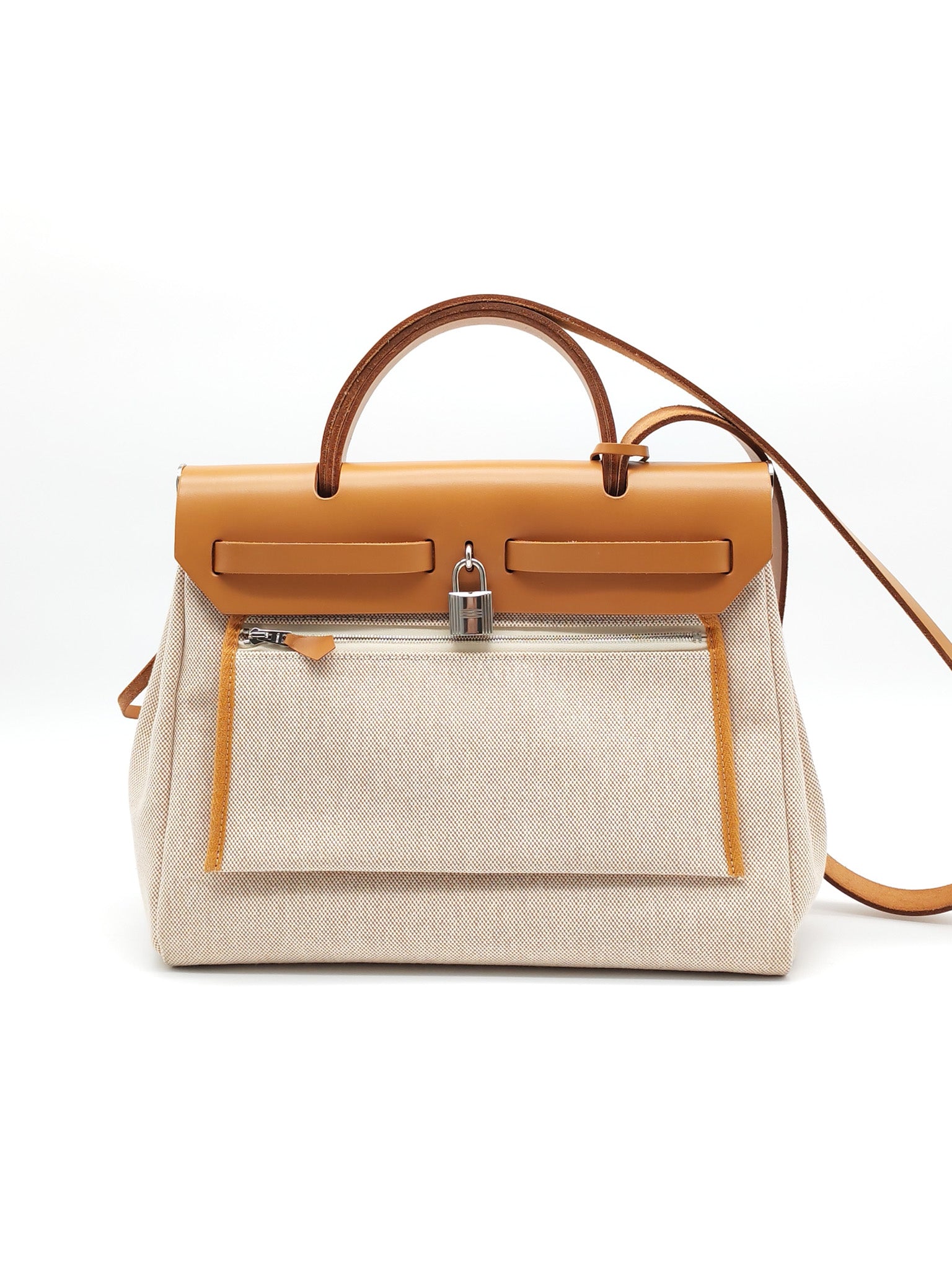 Herbag 31 Brides de Gala Toile Hunter / Natural Sable and Palladium Hardware Stamp Z (2021) | Purse Maison Luxury Bags Shop