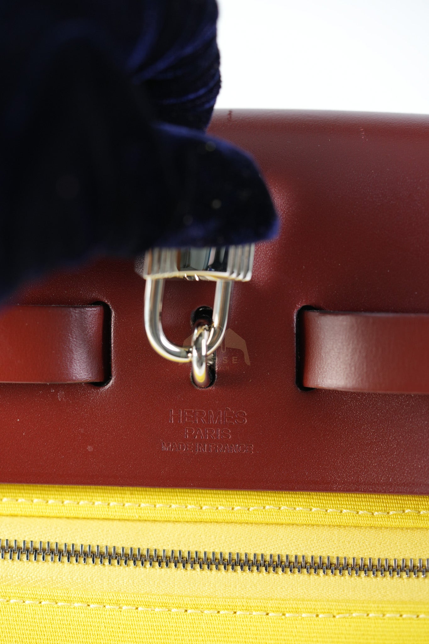 Herbag 31 in Yellow Green Leather & Palladium Hardware Stamp A (2017) | Purse Maison Luxury Bags Shop