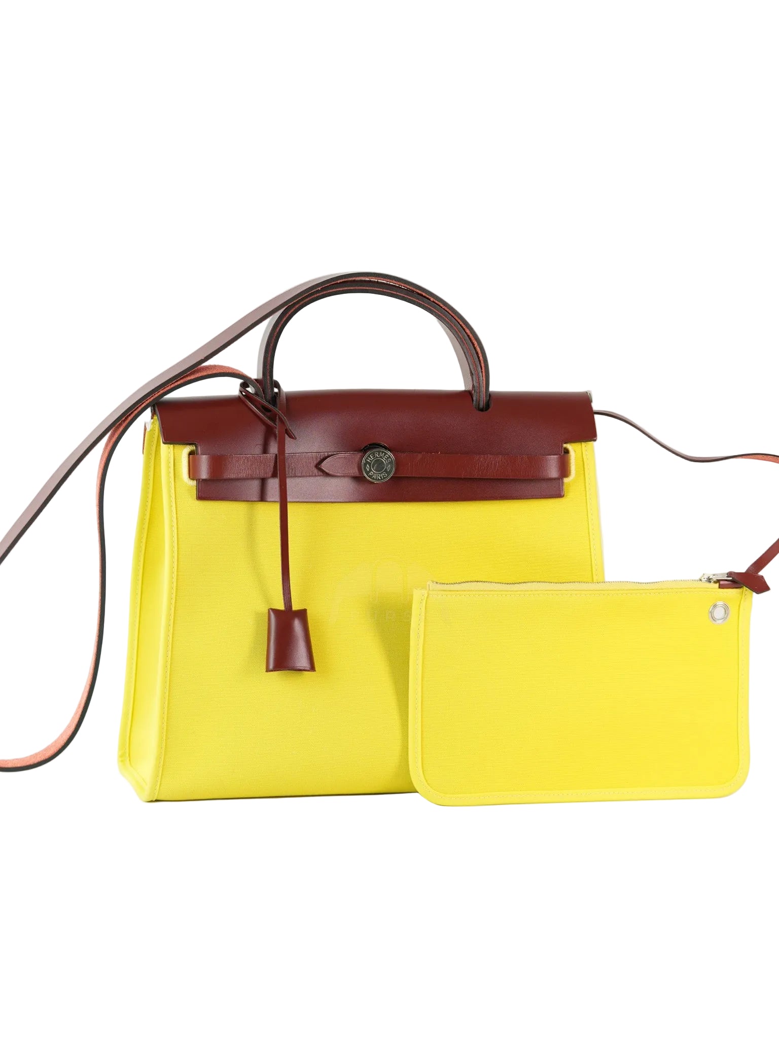 Herbag 31 in Yellow Green Leather & Palladium Hardware Stamp A (2017) | Purse Maison Luxury Bags Shop