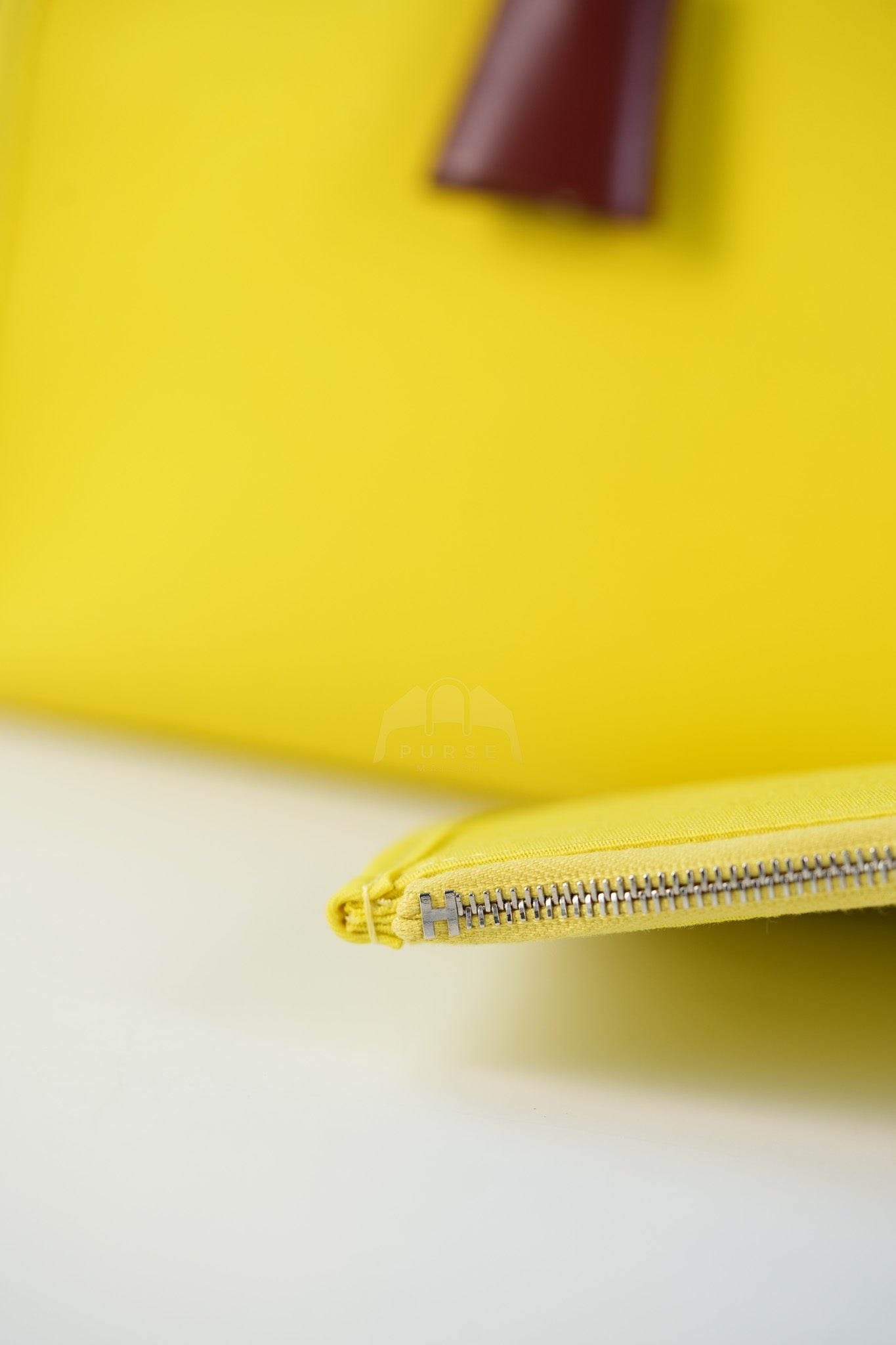 Herbag 31 in Yellow Green Leather & Palladium Hardware Stamp A (2017) | Purse Maison Luxury Bags Shop