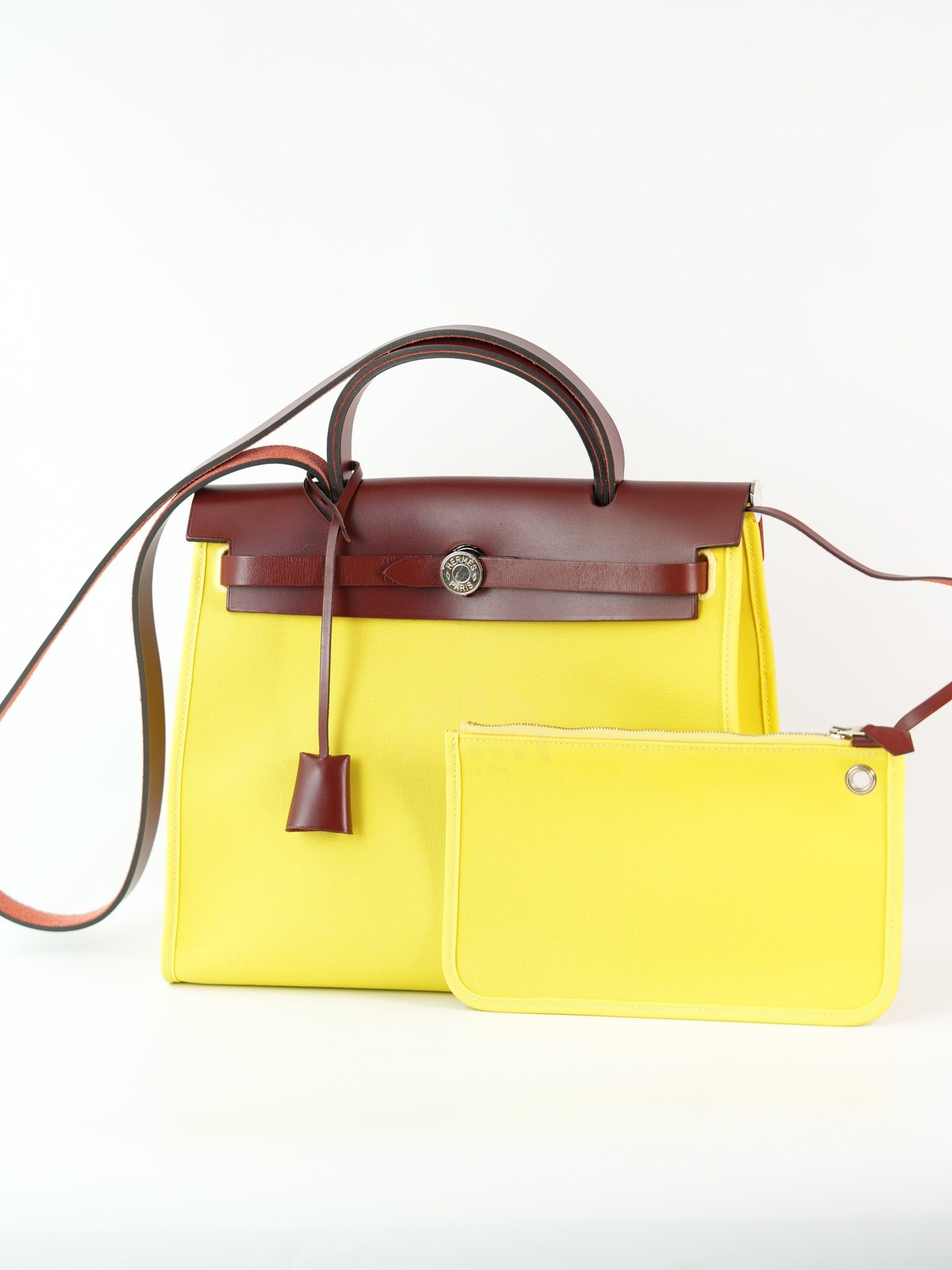 Herbag 31 in Yellow Green Leather & Palladium Hardware Stamp A (2017) | Purse Maison Luxury Bags Shop