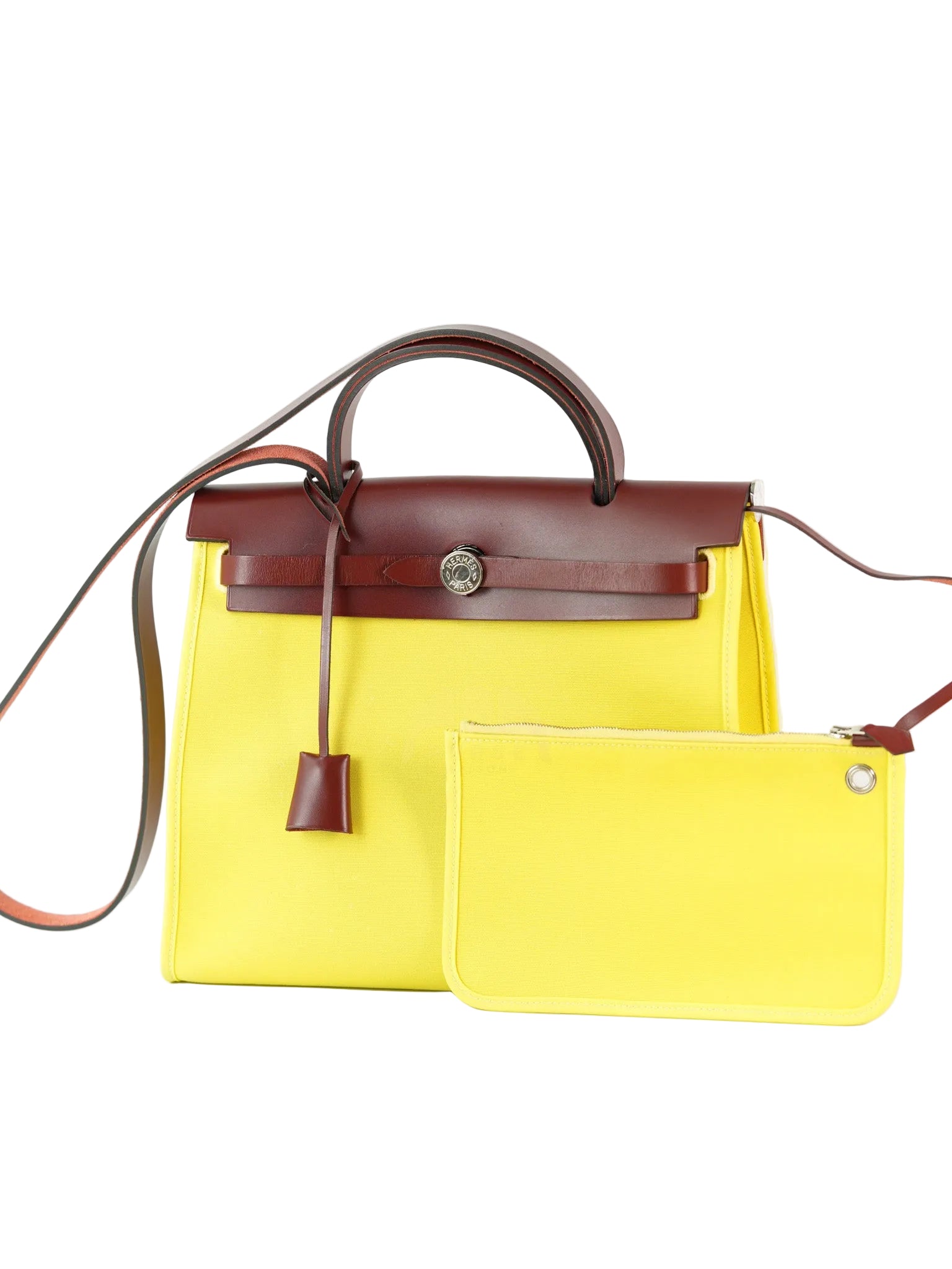 Herbag 31 in Yellow Green Leather & Palladium Hardware Stamp A (2017) | Purse Maison Luxury Bags Shop
