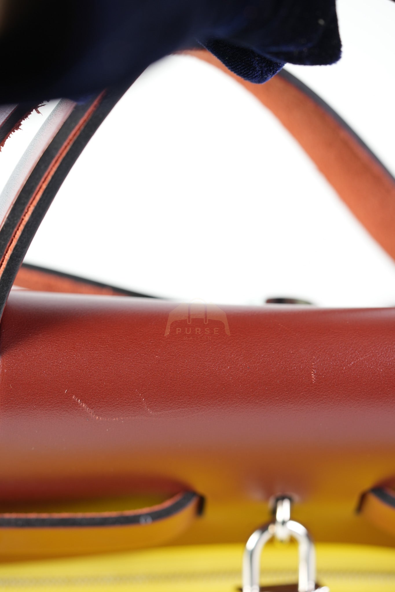 Herbag 31 in Yellow Green Leather & Palladium Hardware Stamp A (2017) | Purse Maison Luxury Bags Shop