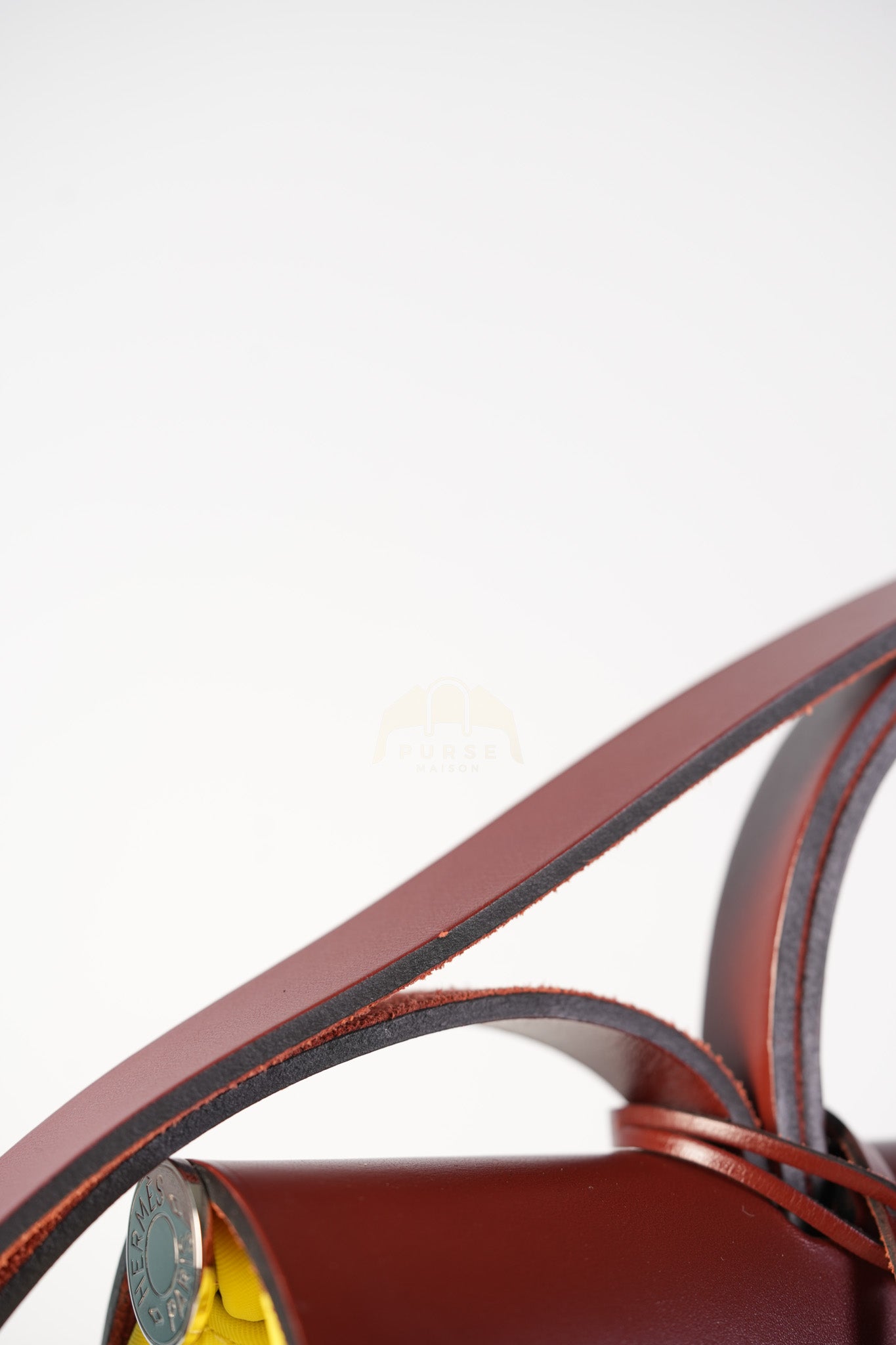 Herbag 31 in Yellow Green Leather & Palladium Hardware Stamp A (2017) | Purse Maison Luxury Bags Shop