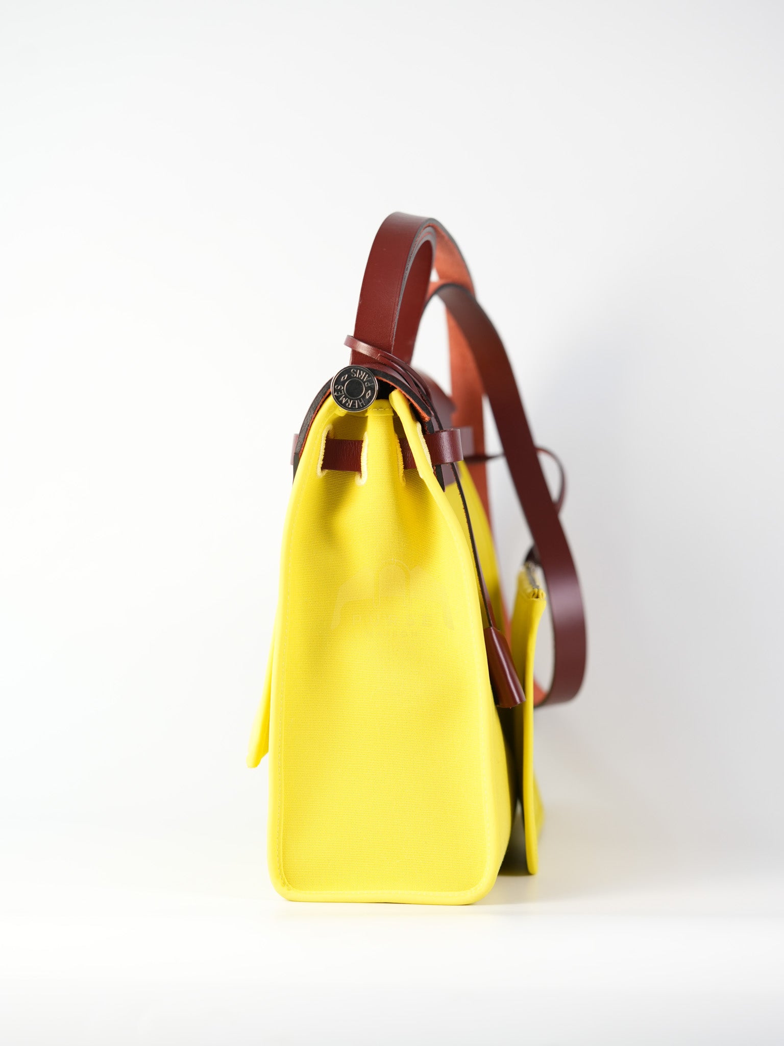 Herbag 31 in Yellow Green Leather & Palladium Hardware Stamp A (2017) | Purse Maison Luxury Bags Shop