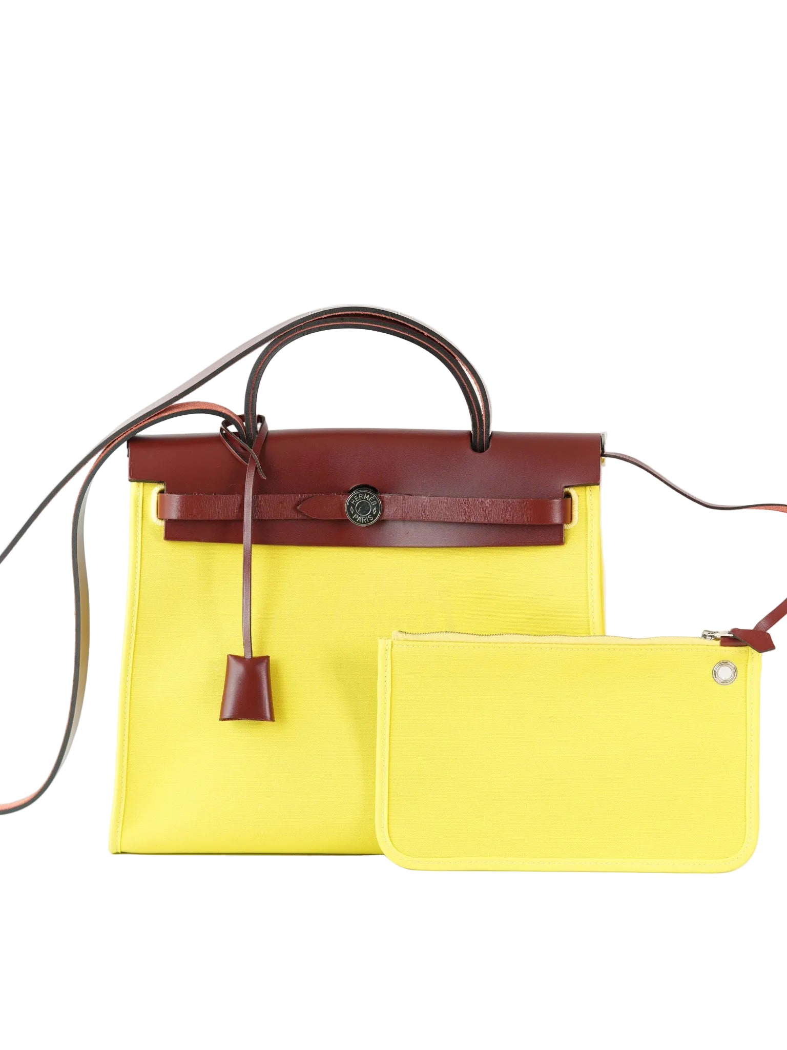Herbag 31 in Yellow Green Leather & Palladium Hardware Stamp A (2017) | Purse Maison Luxury Bags Shop