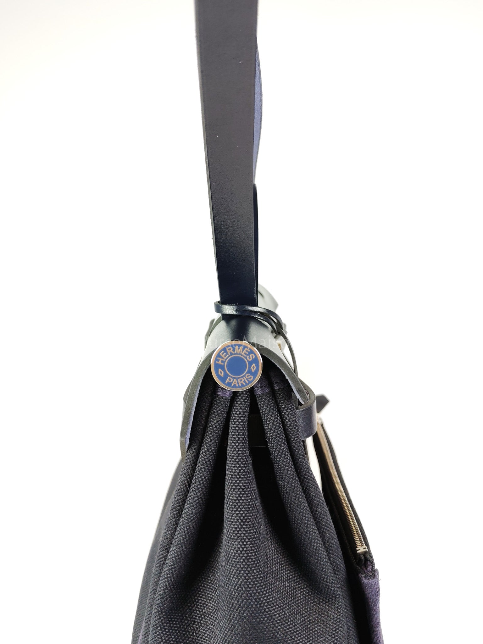 Herbag 31 Military Canvas/Hunter Cowhide in Black/Blue Indigo and Palladium Hardware Stamp B (2023) | Purse Maison Luxury Bags Shop