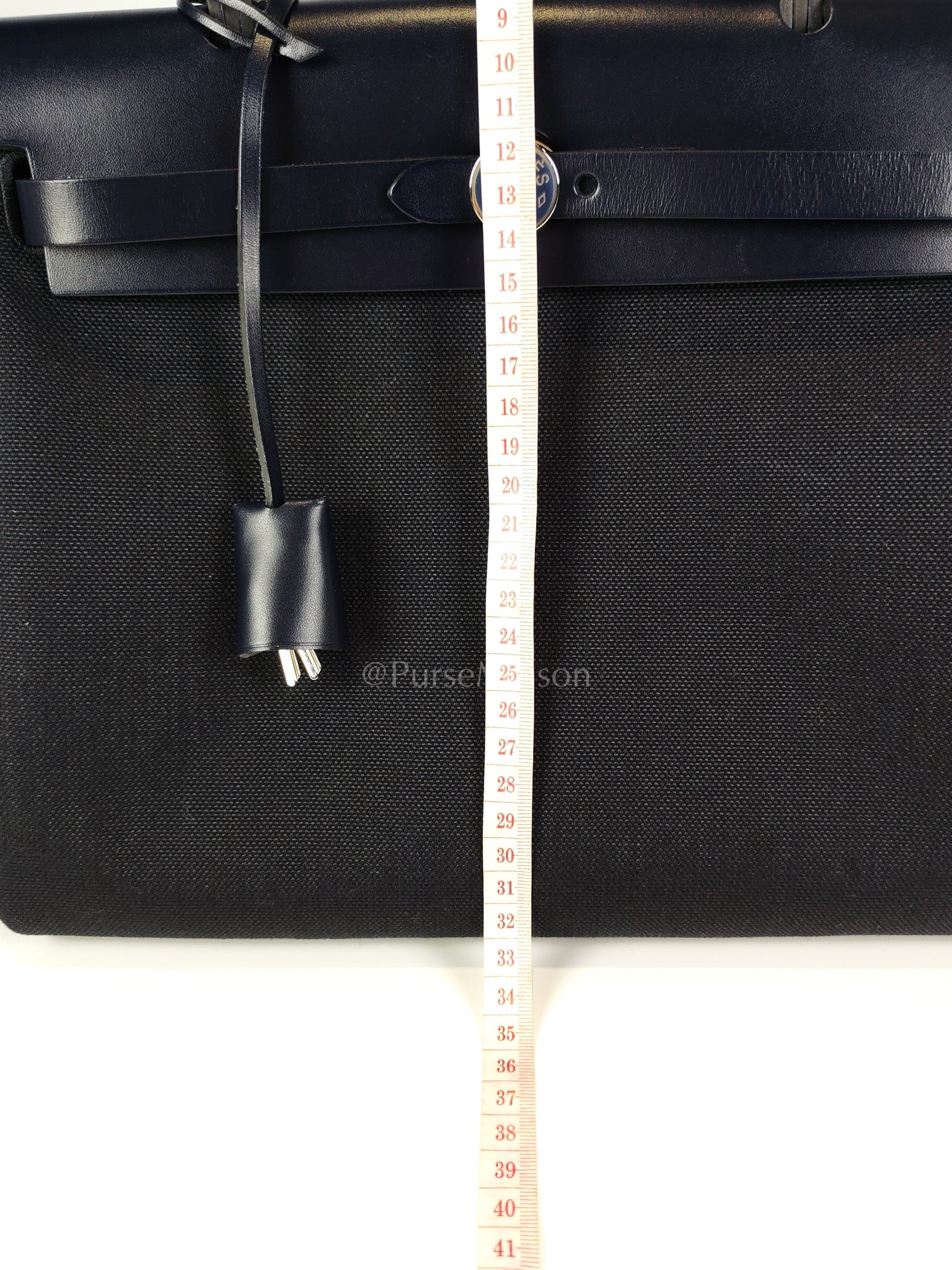 Herbag 31 Military Canvas/Hunter Cowhide in Black/Blue Indigo and Palladium Hardware Stamp B (2023) | Purse Maison Luxury Bags Shop