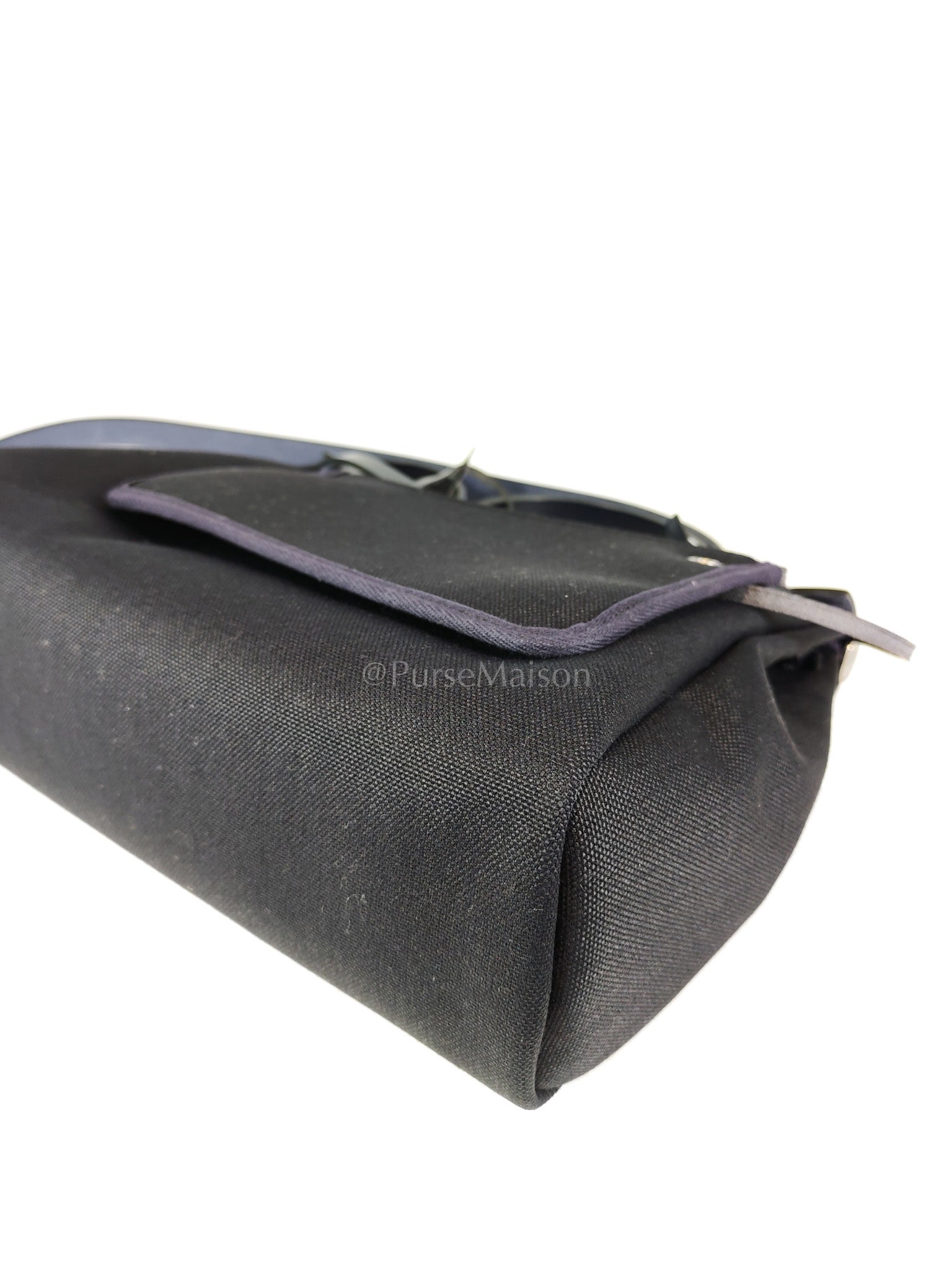 Herbag 31 Military Canvas/Hunter Cowhide in Black/Blue Indigo and Palladium Hardware Stamp B (2023) | Purse Maison Luxury Bags Shop